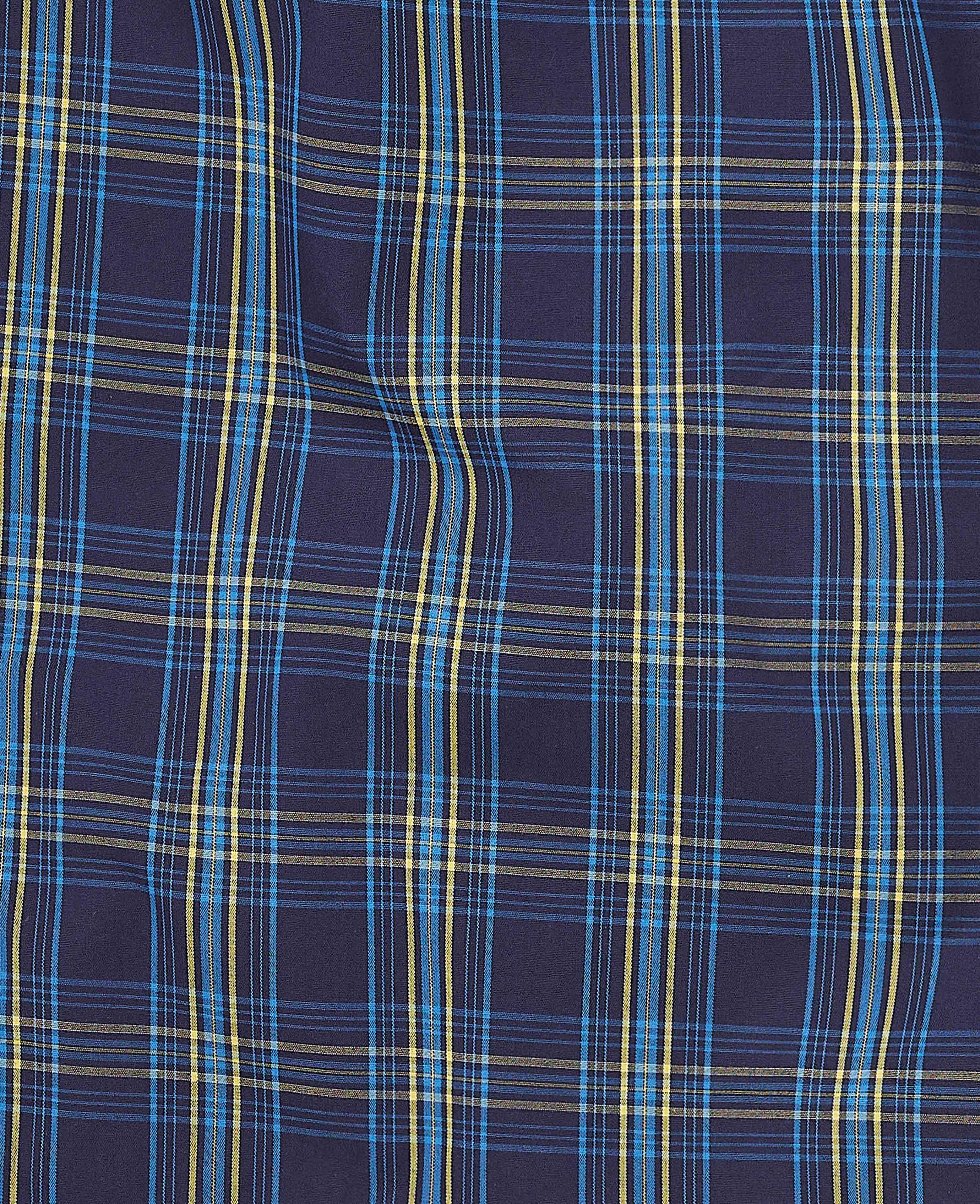 Navy Cotton Check Pyjamas - Image 4