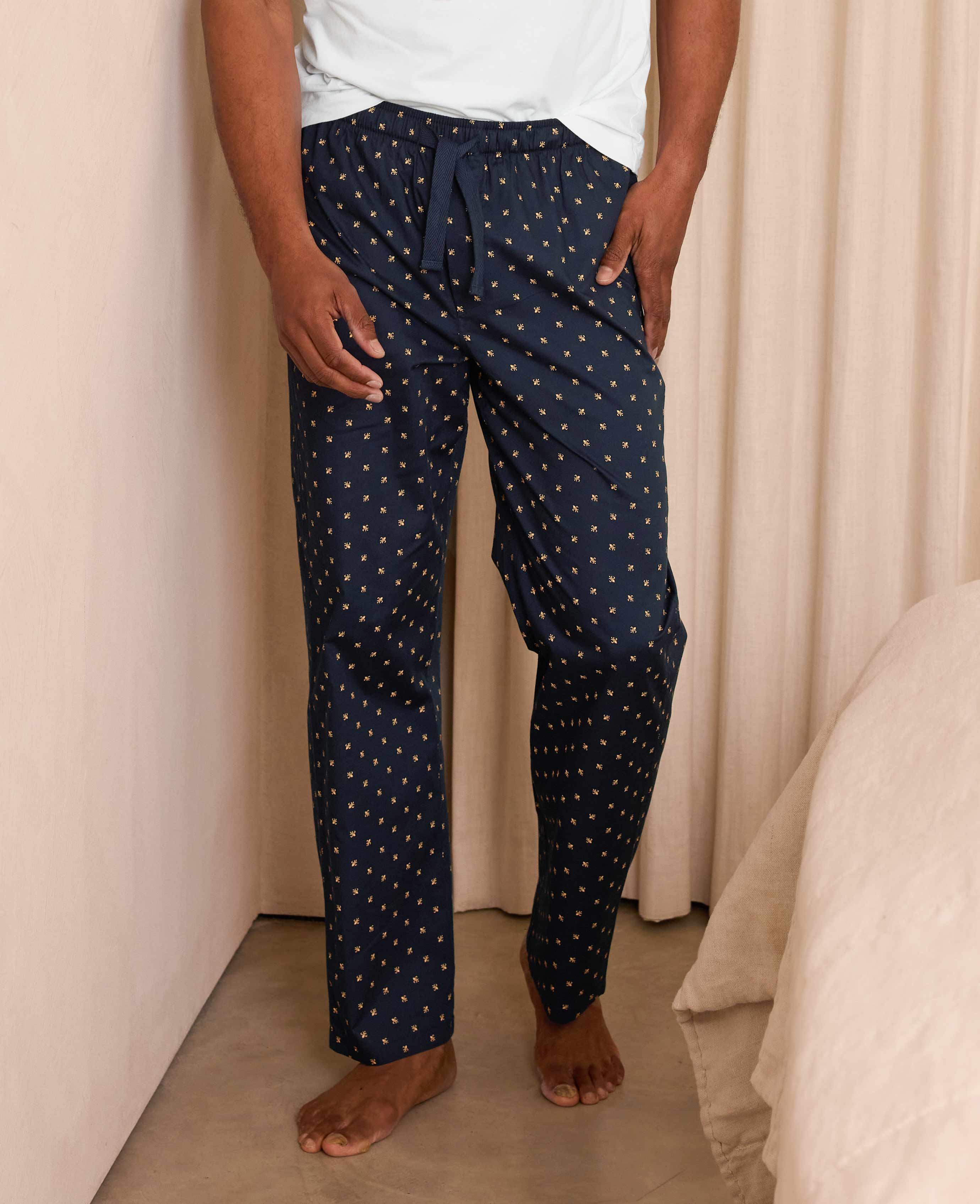 Navy Cotton Fleur De Lys Lounge Pants - Image 3
