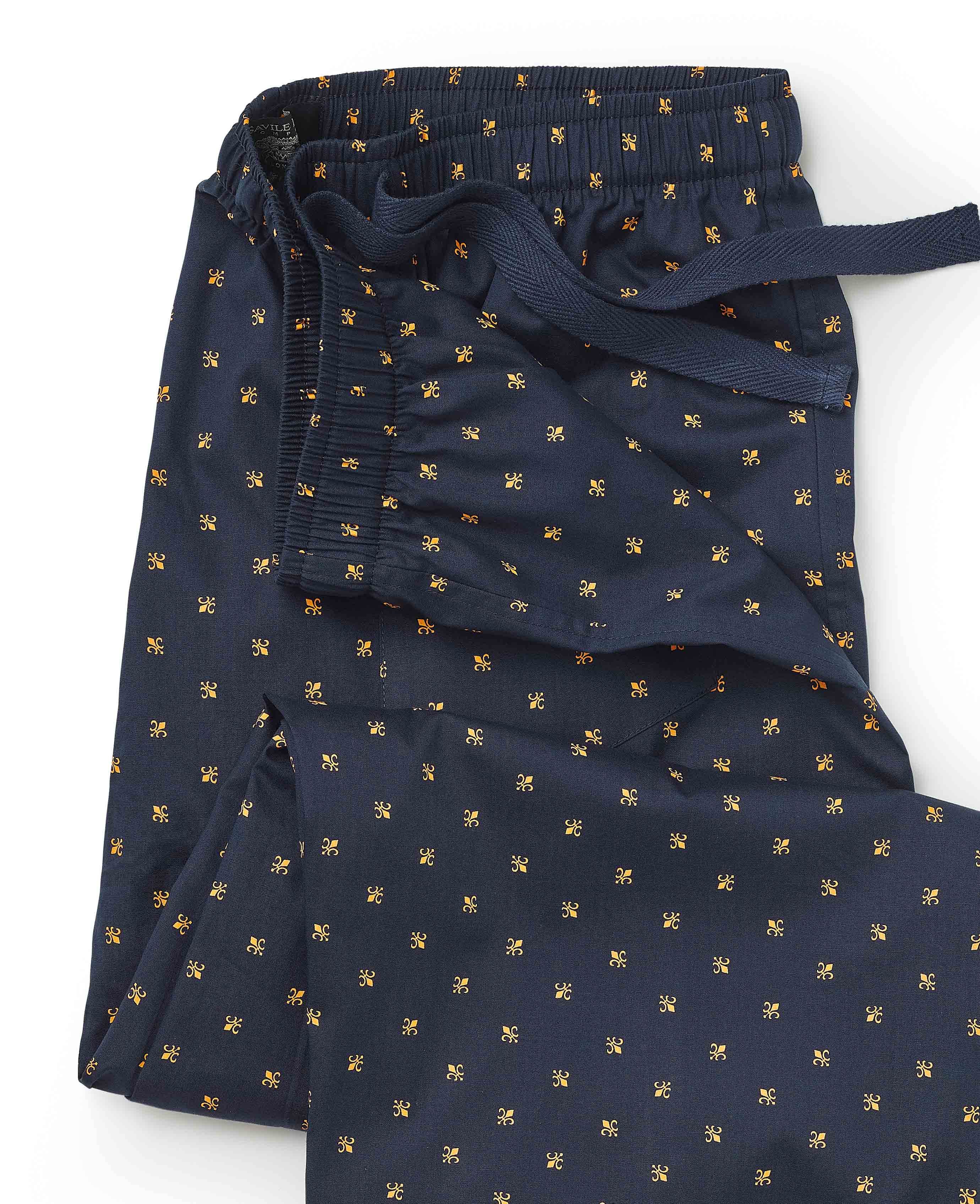Navy Cotton Fleur De Lys Lounge Pants - Image 4