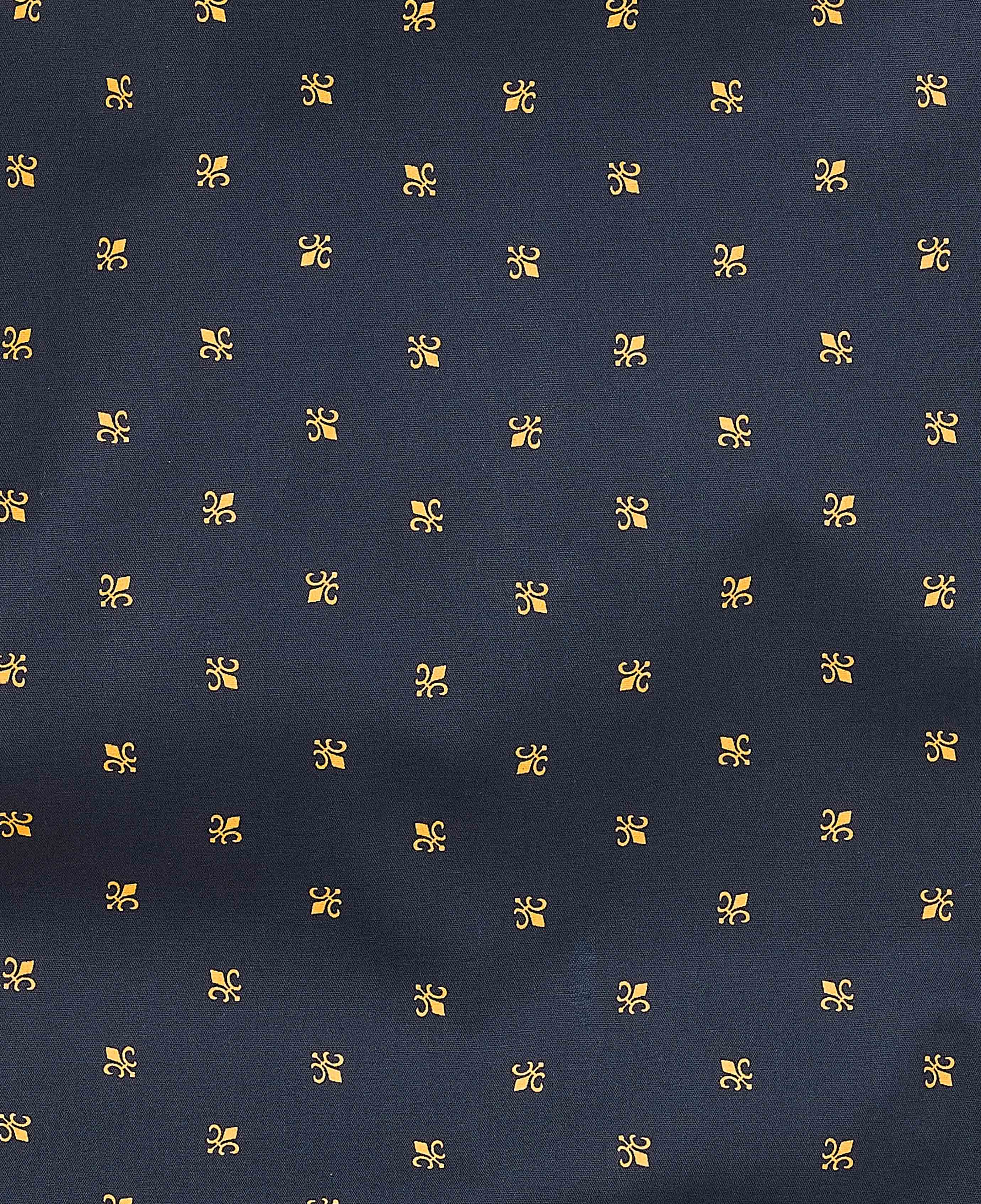 Navy Cotton Fleur De Lys Lounge Shorts - Image 5
