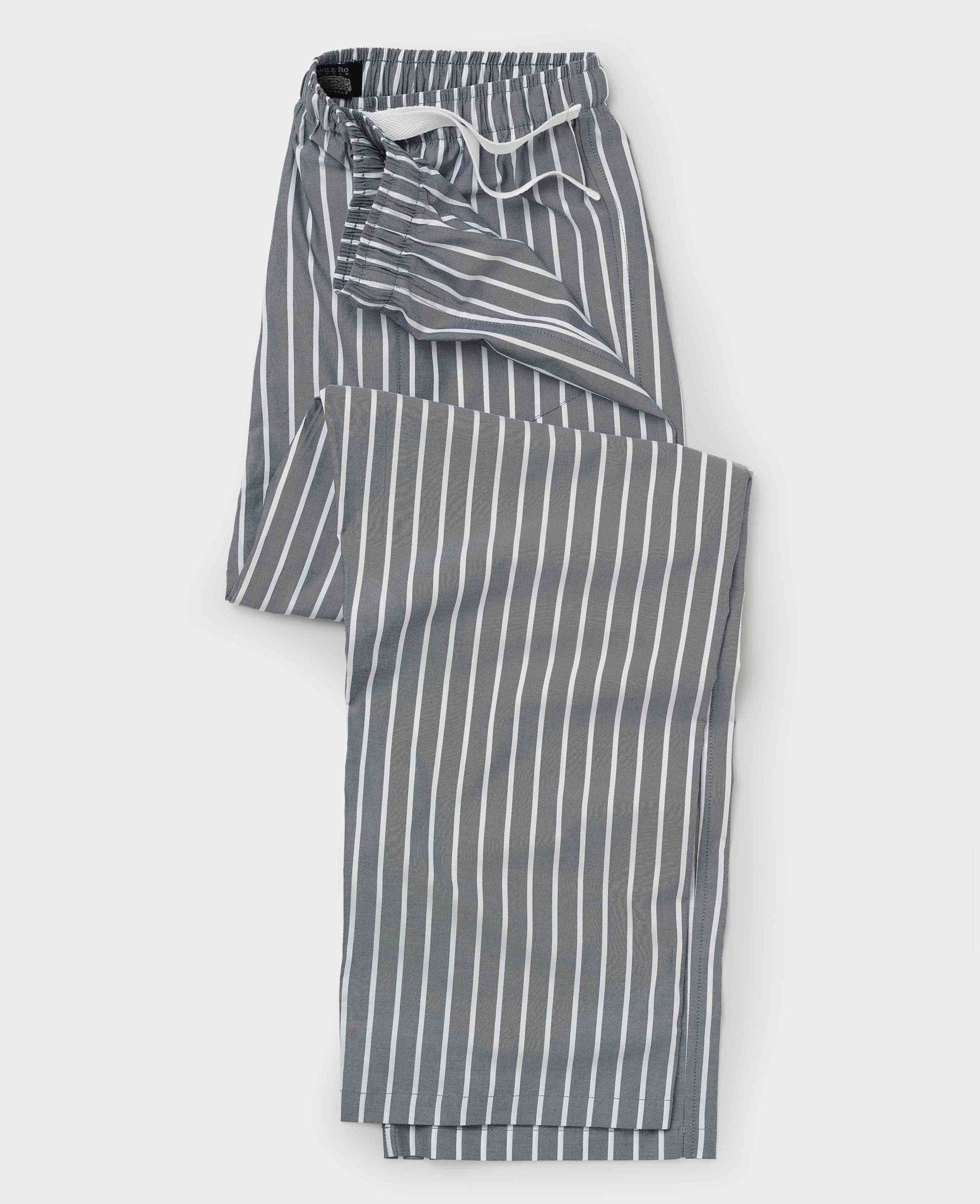 Navy Cotton Striped Lounge Pants - Image 2