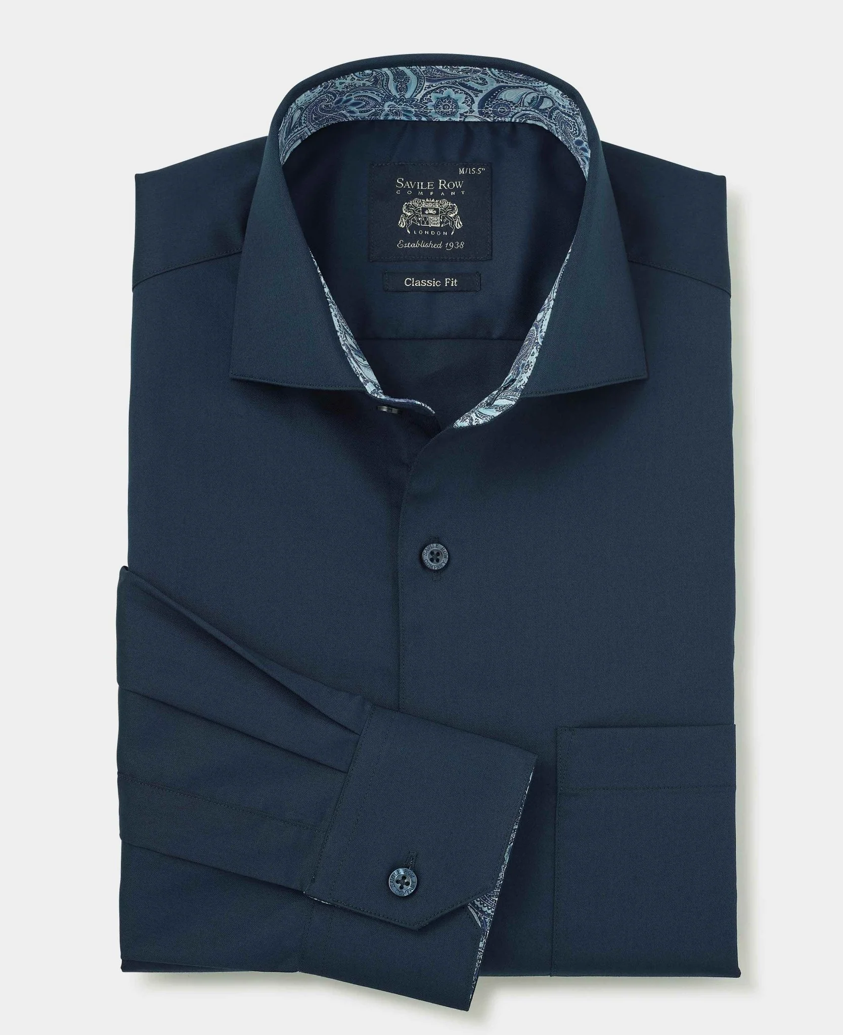 Navy Cotton Twill Classic Fit Smart-Casual Shirt - Single Cuff - Image 6