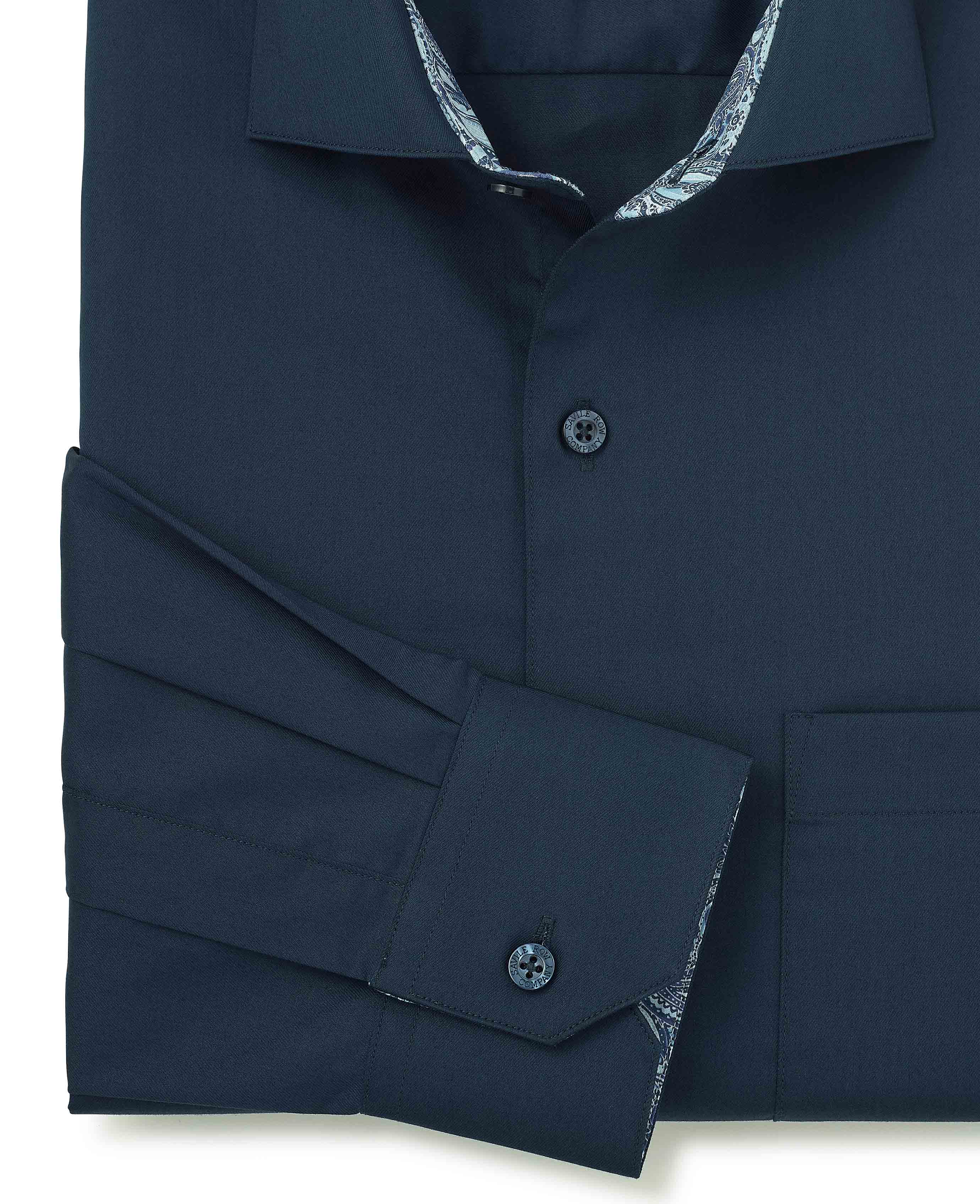 Navy Cotton Twill Classic Fit Smart-Casual Shirt - Single Cuff - Image 7