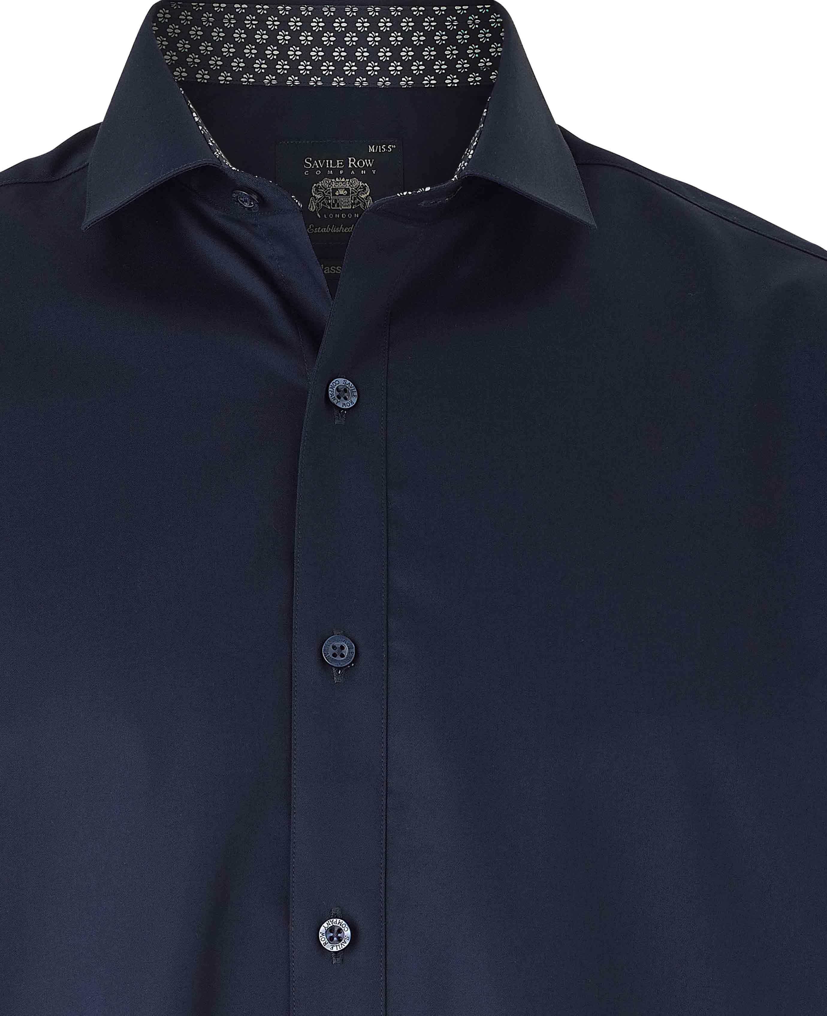 Navy Cotton Twill Classic Fit Smart-Casual Shirt - Single Cuff - Image 4