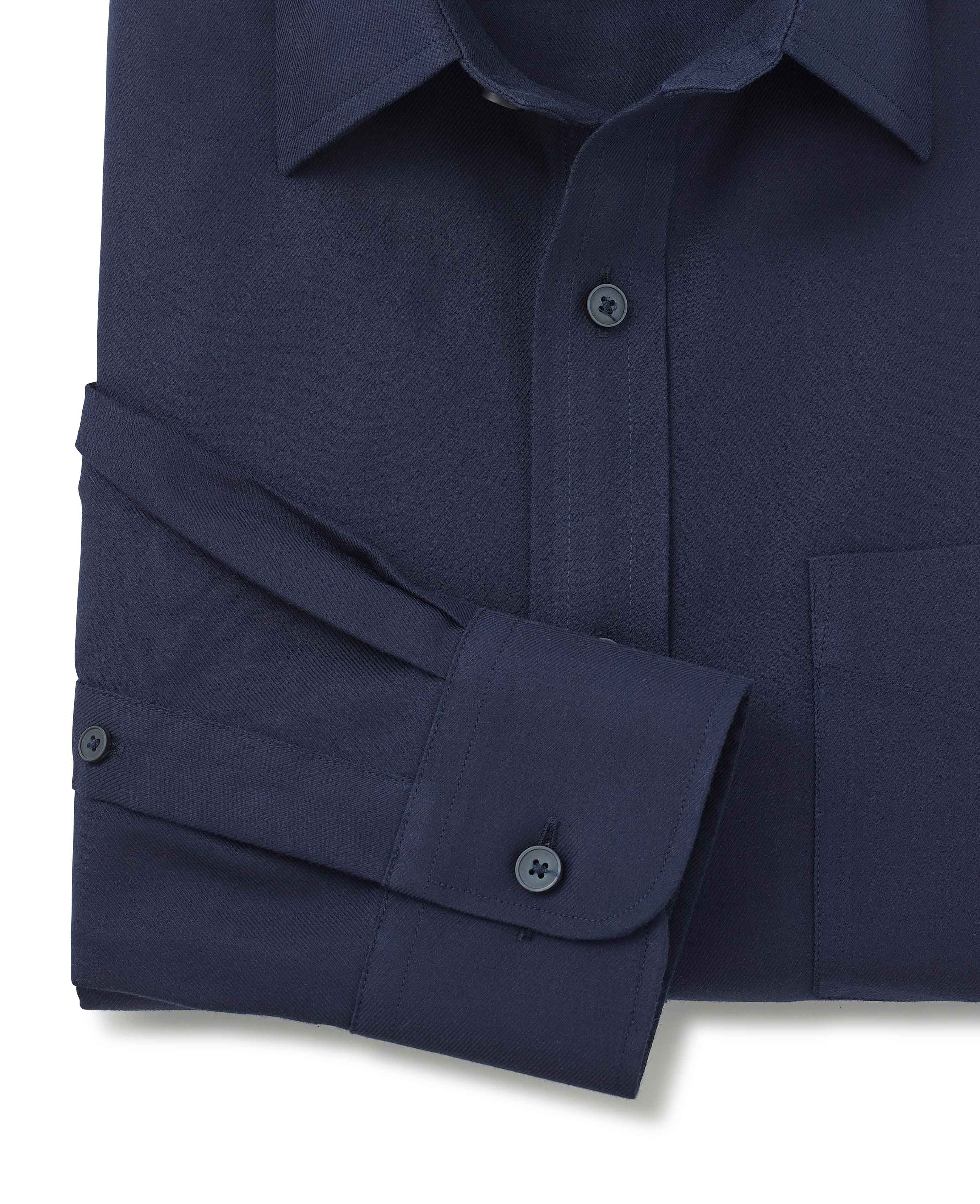 Navy Fine Twill Classic Fit Non-Iron Formal Shirt - Single Cuff [RTC] - Image 5
