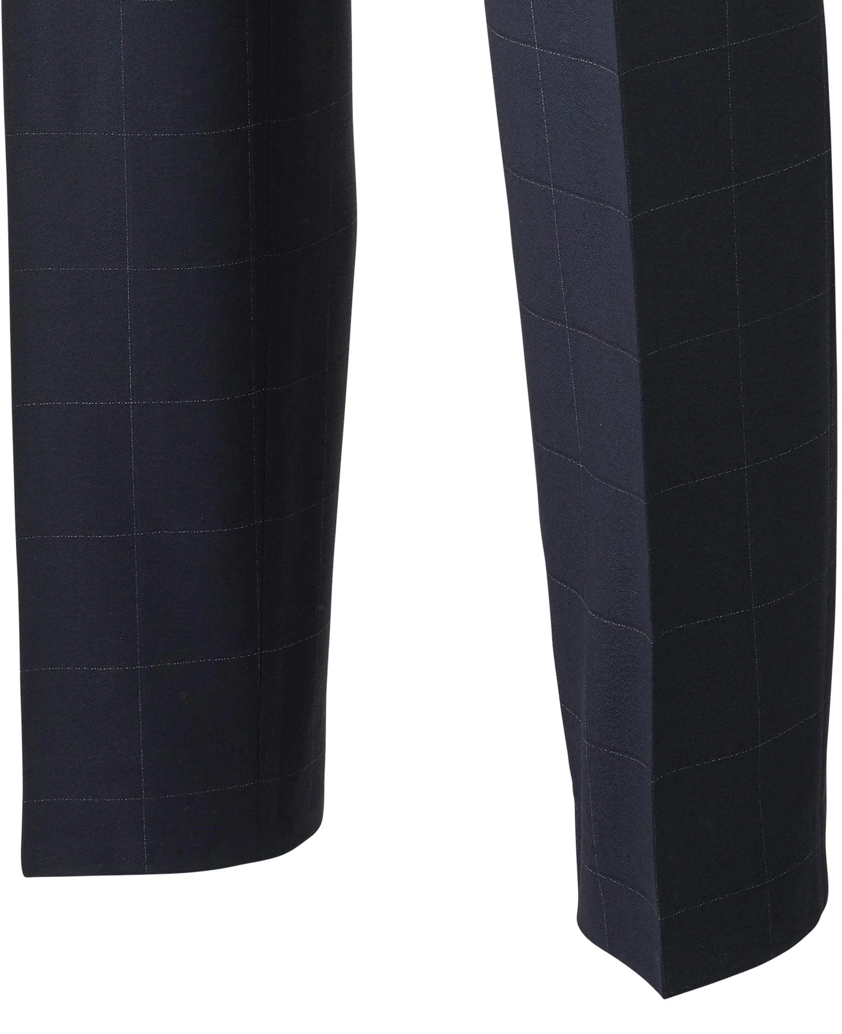 Navy Fine Windowpane Check Tailored Suit Trousers - Image 3