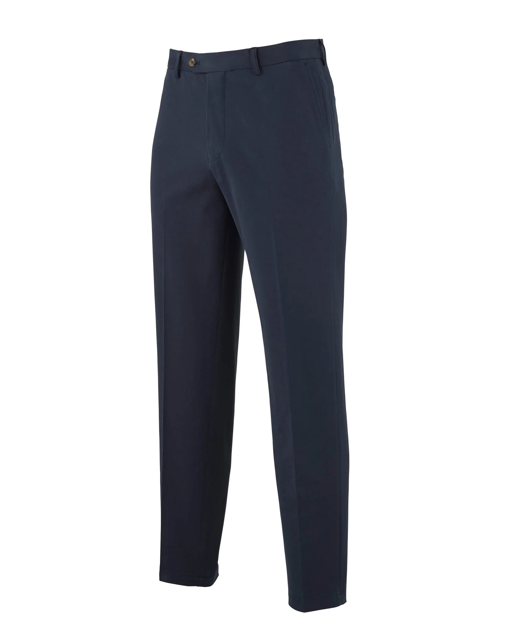 Navy Stretch Cotton Classic Fit Flat Front Chinos - Image 3