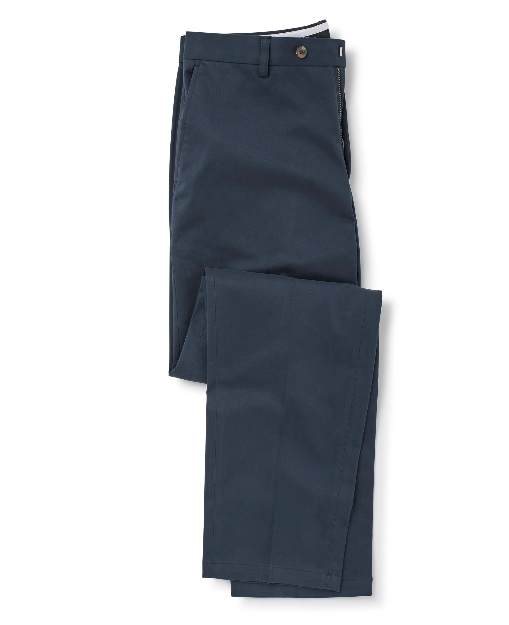 Navy Stretch Cotton Classic Fit Flat Front Chinos - Image 4