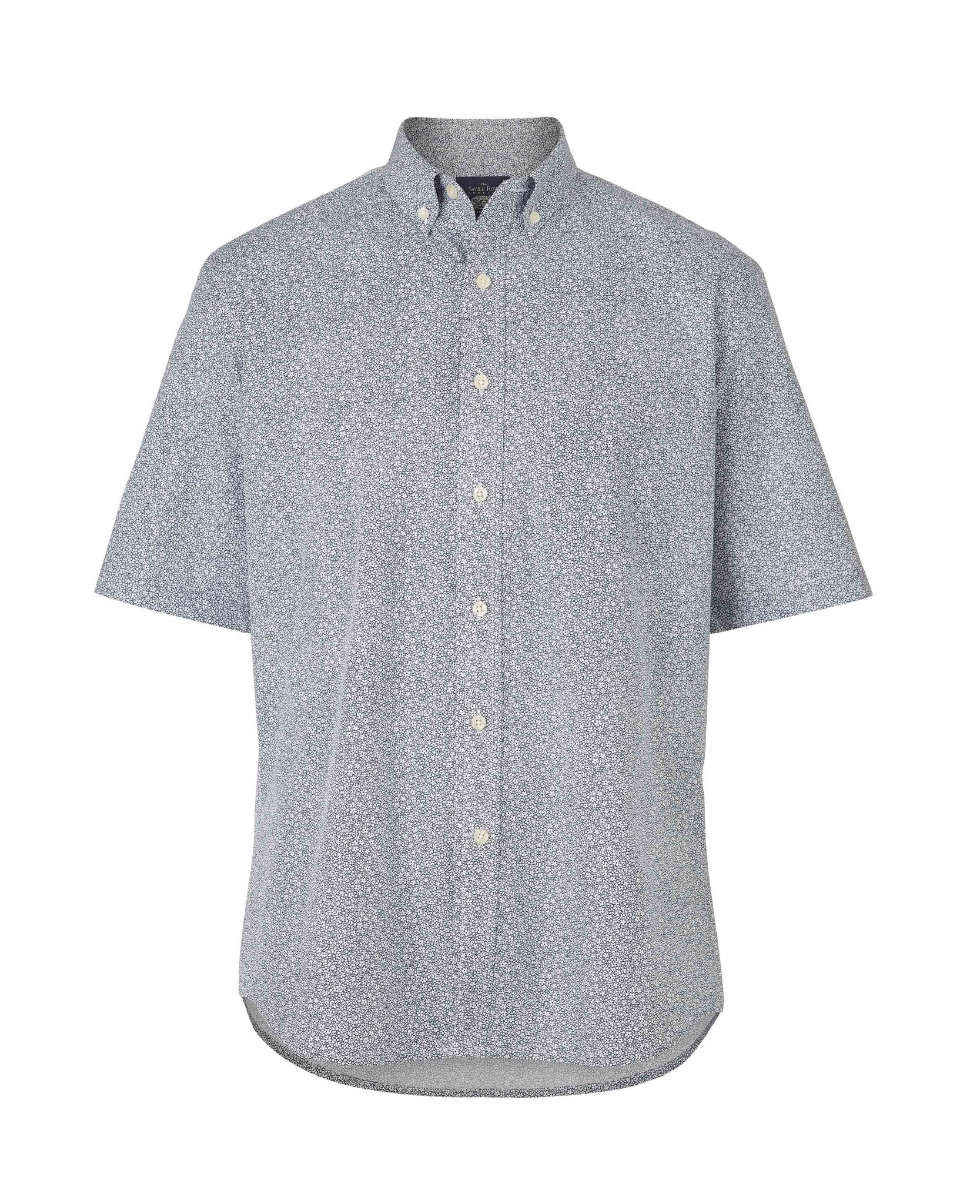 Navy Floral Print Classic Fit Short Sleeve Shirt [RTC] - Image 3