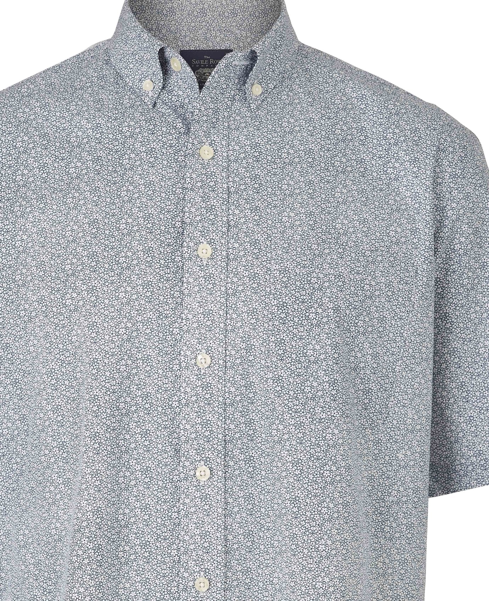 Navy Floral Print Classic Fit Short Sleeve Shirt [RTC] - Image 4
