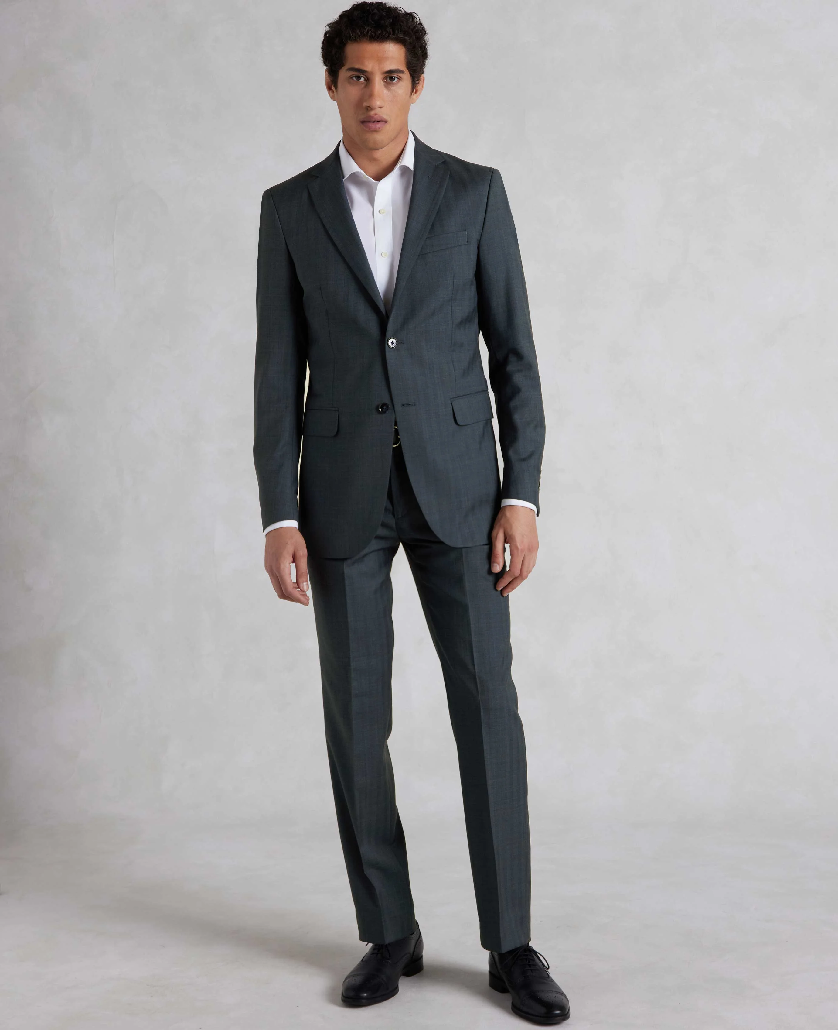 Navy Herringbone Wool-Blend Suit - Image 11