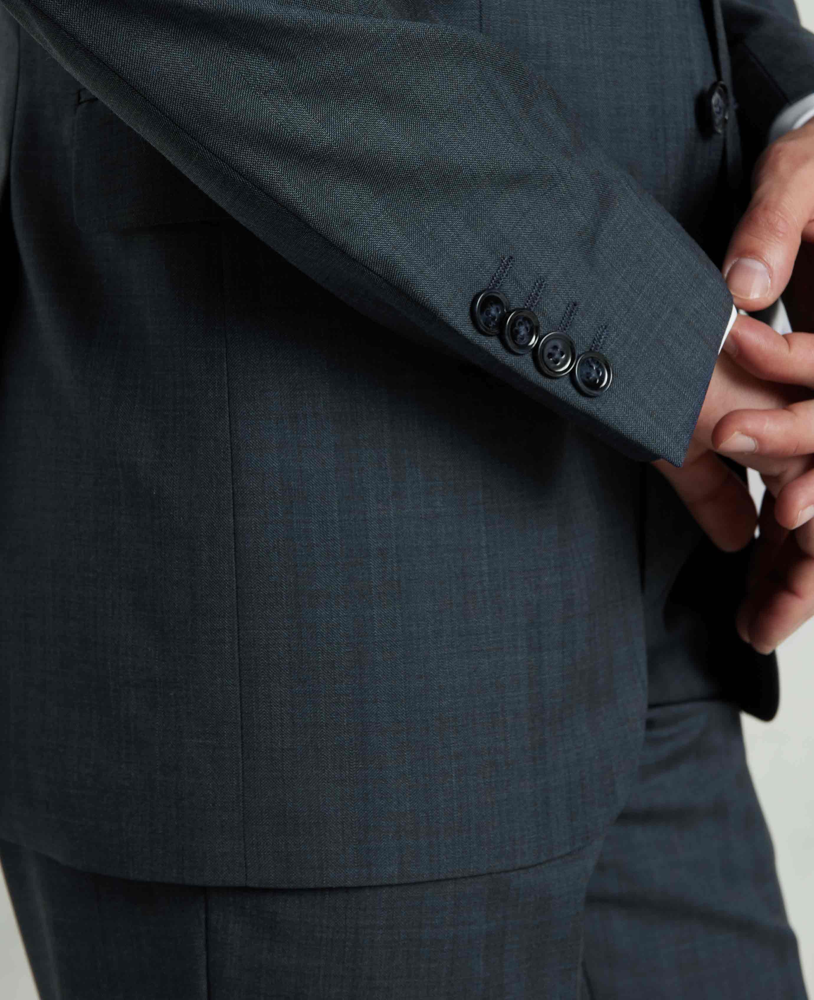 Navy Herringbone Wool-Blend Suit - Image 5