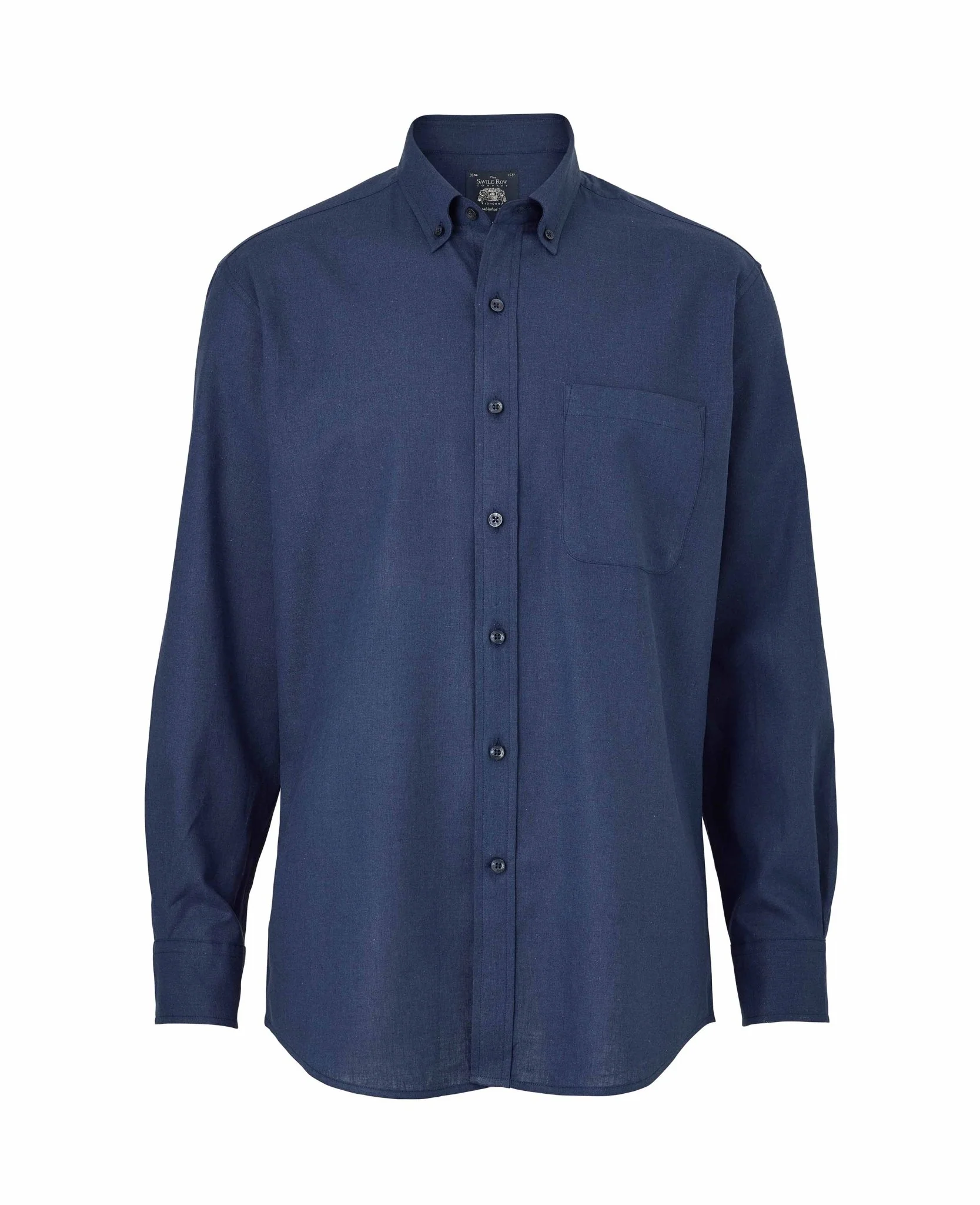 Navy Linen-Blend Classic Fit Casual Shirt [RTC] - Image 3