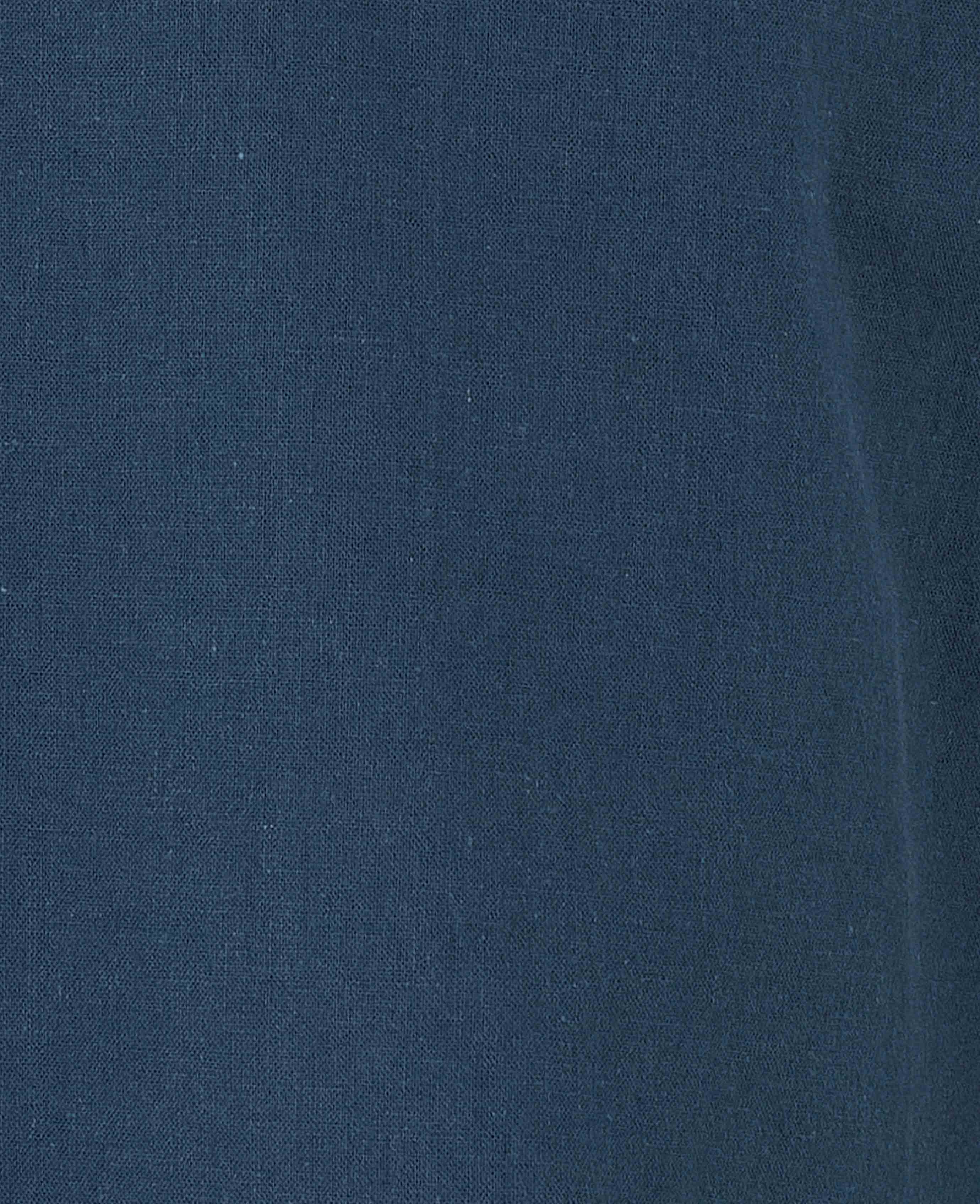 Navy Linen Cotton Classic Fit Button-Down Casual Shirt - Image 6