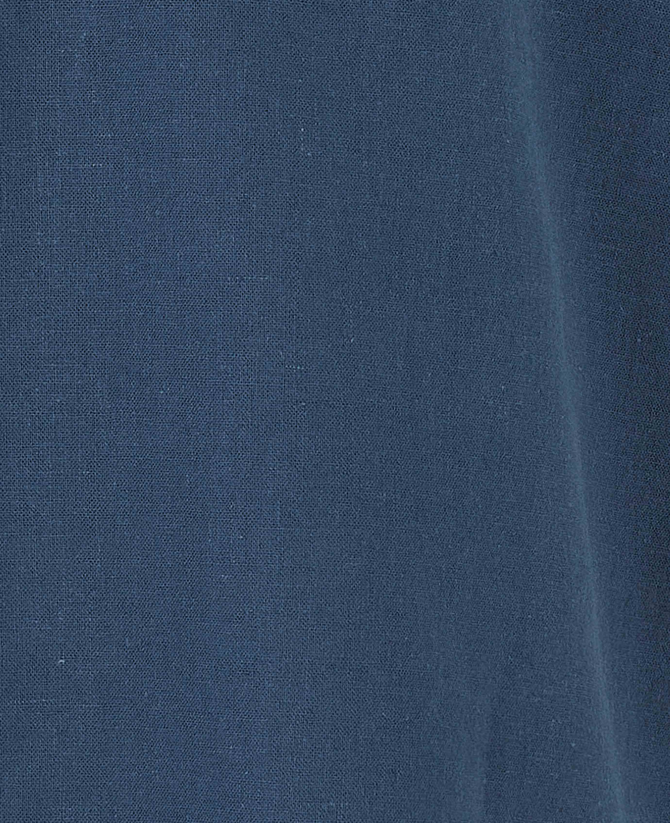 Navy Linen Cotton Classic Fit Button-Down Short Sleeve Casual Shirt - Image 6