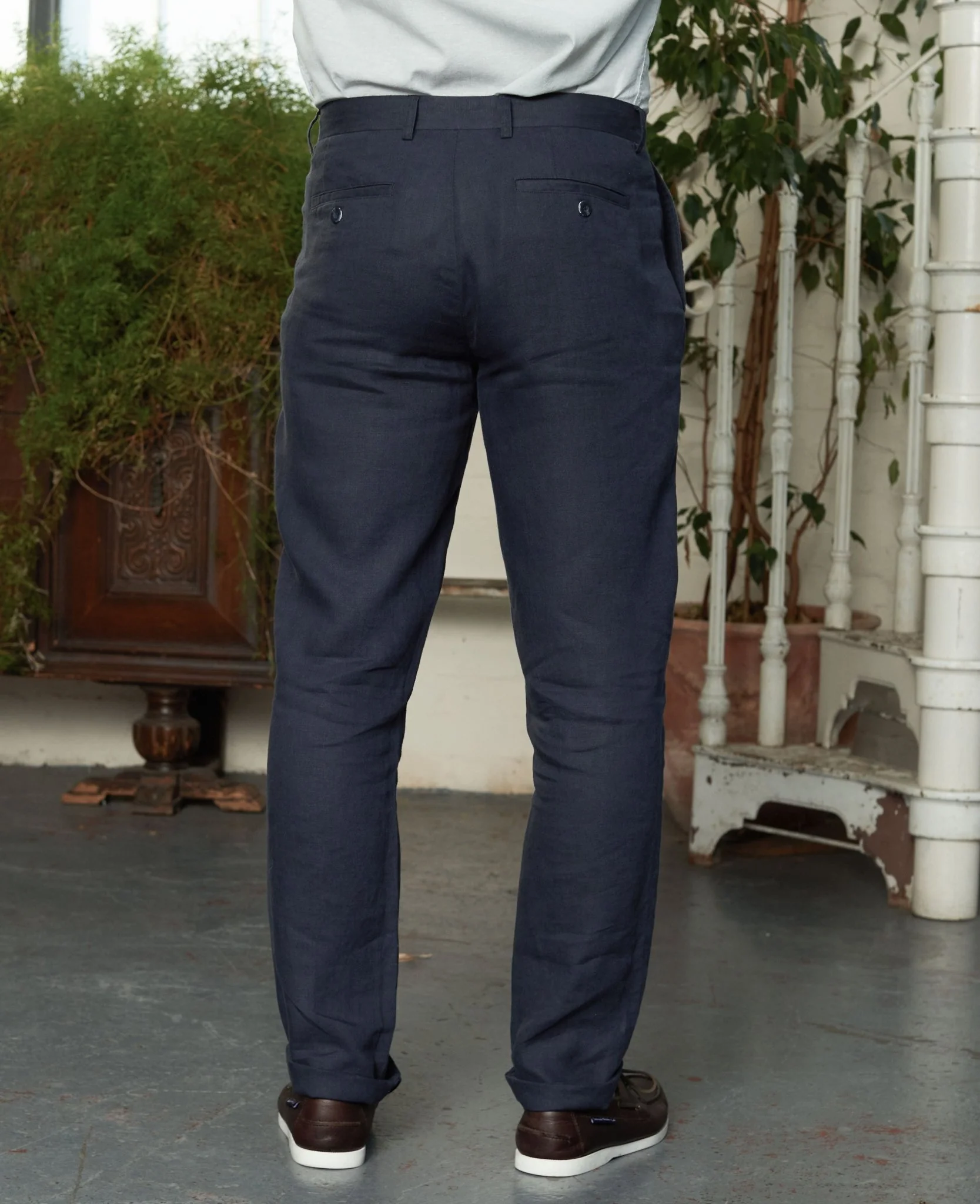 Navy Linen Trousers [RTC] - Image 4