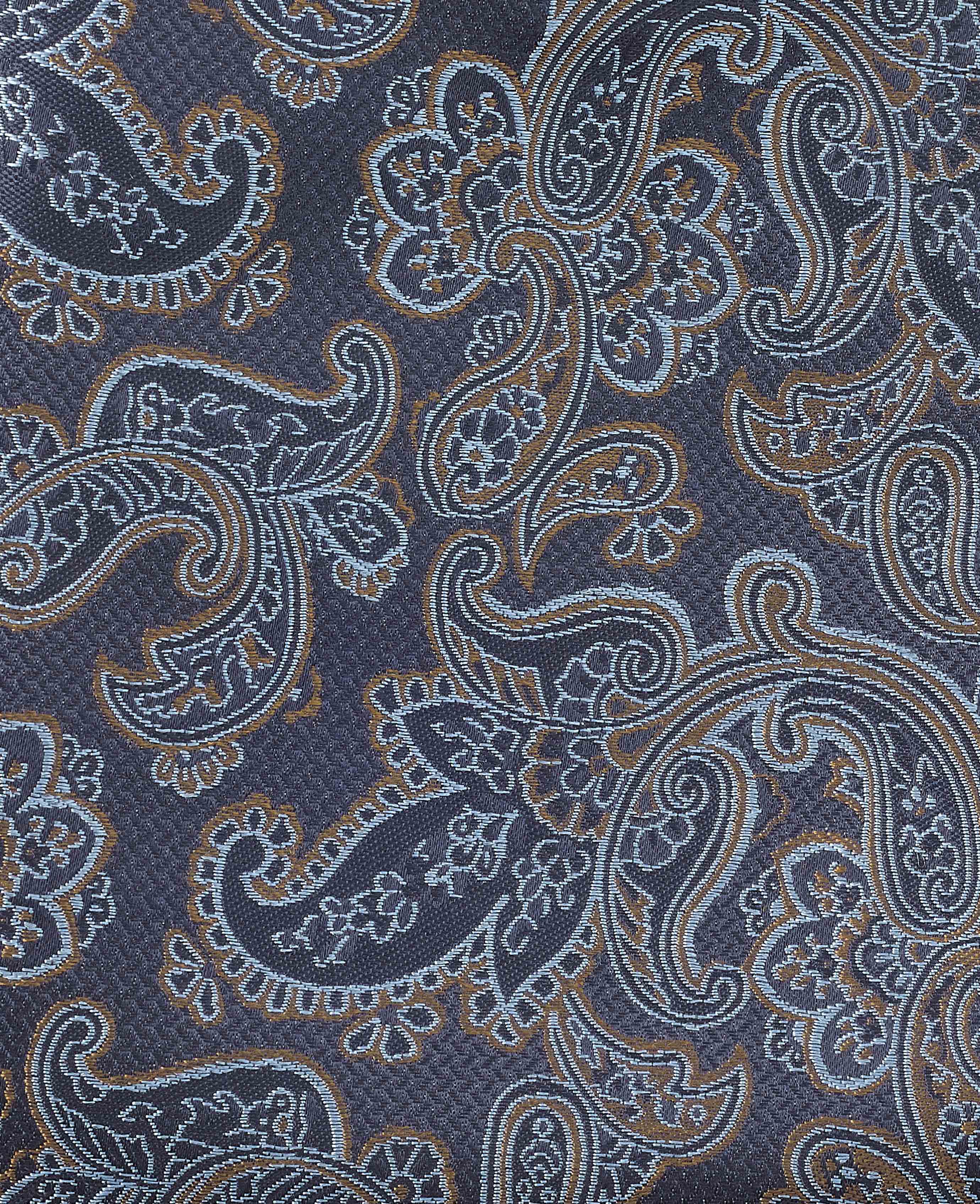 Navy Paisley Silk Pocket Square - Image 2
