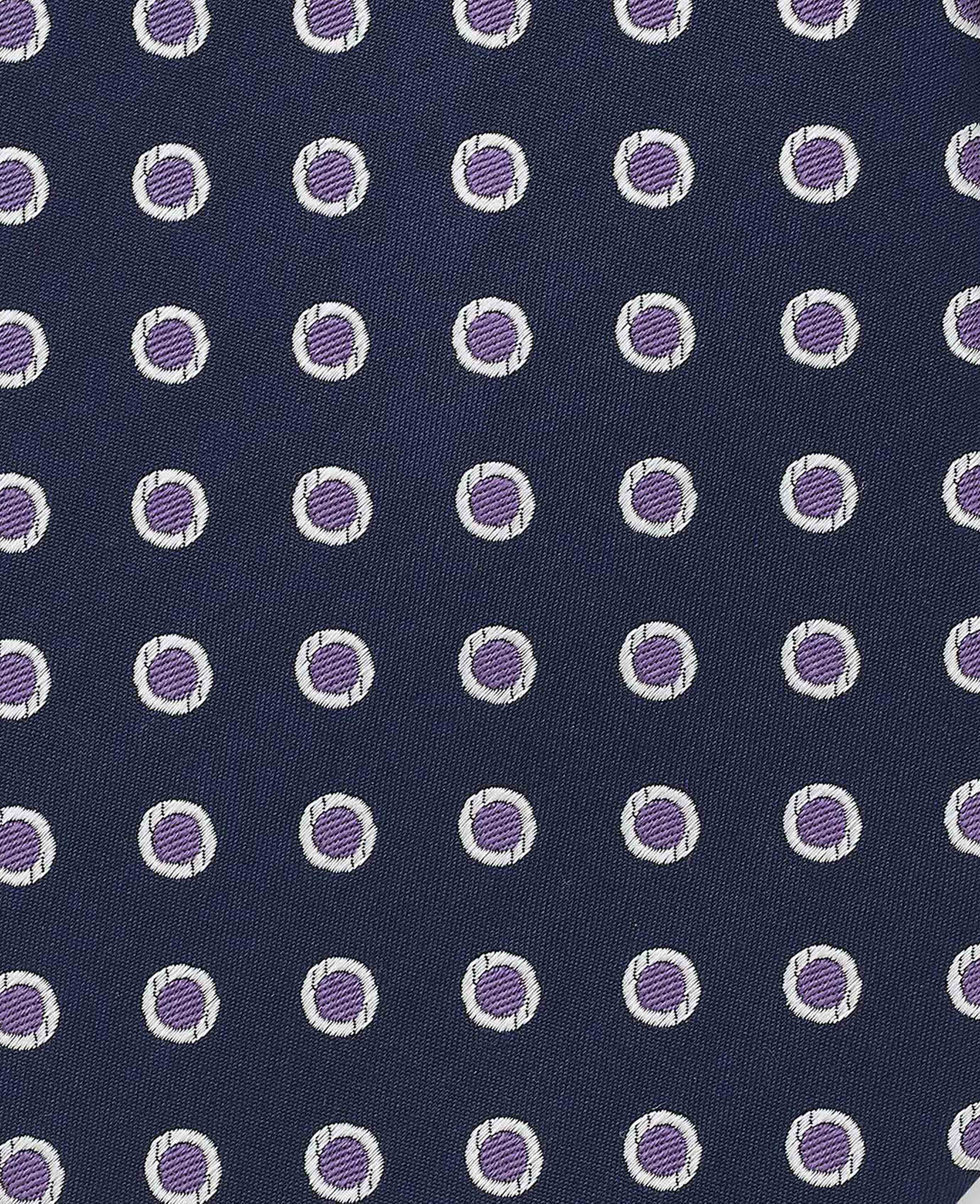 Navy Purple Polka Dot Seven Fold Silk Tie - Image 2