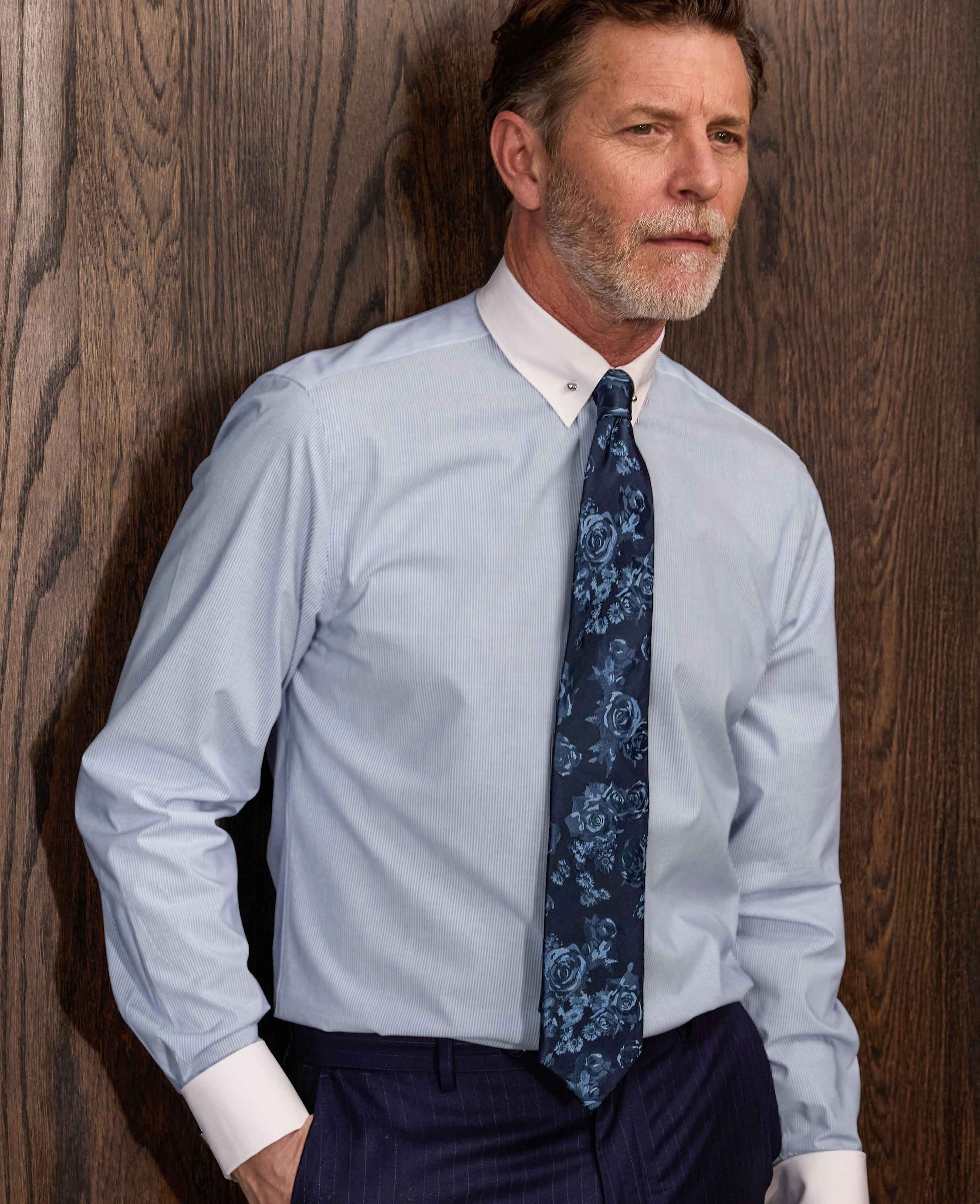 Navy Rose Silk Tie - Image 3