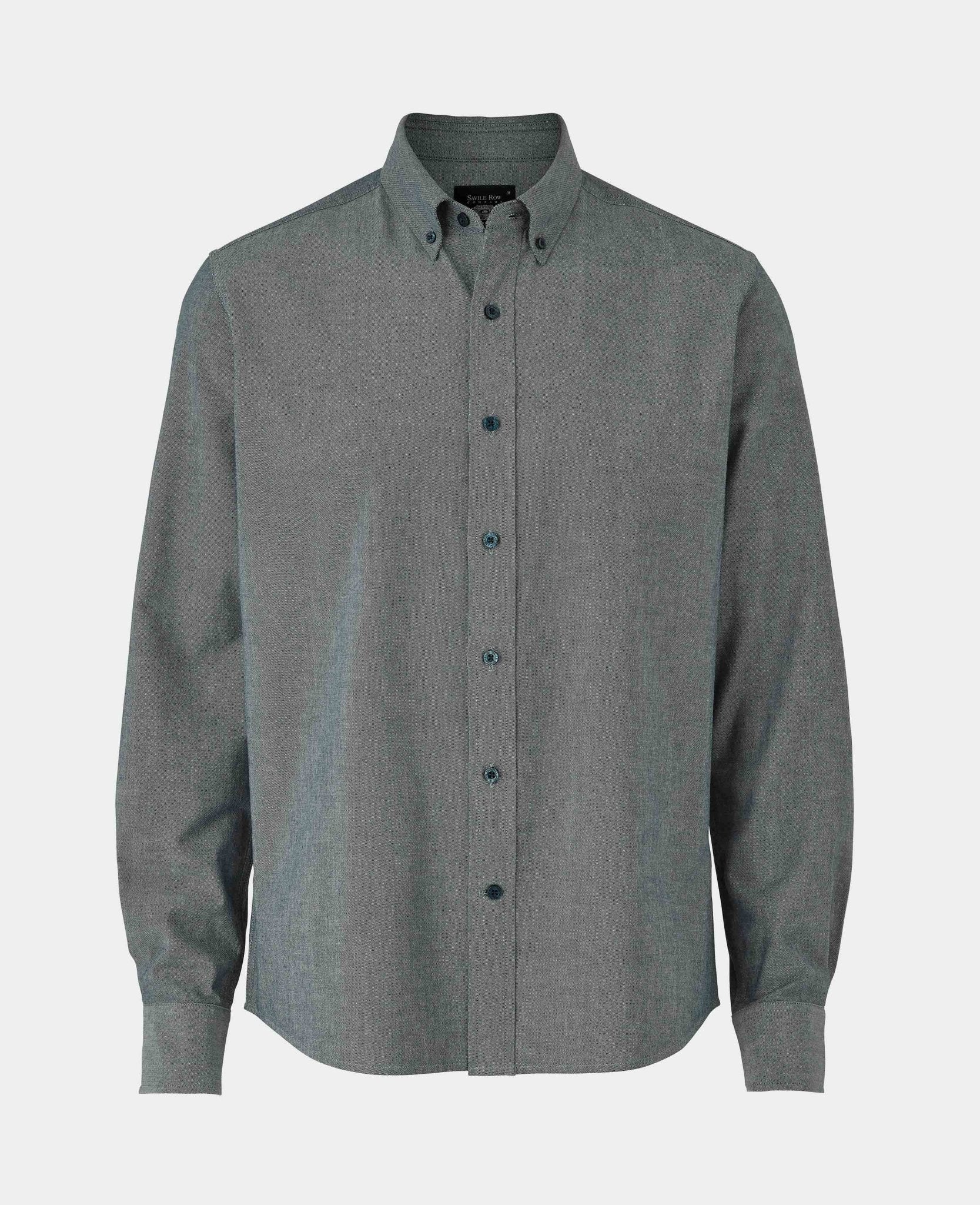 Navy Slim Fit Chambray Oxford Shirt - Image 4