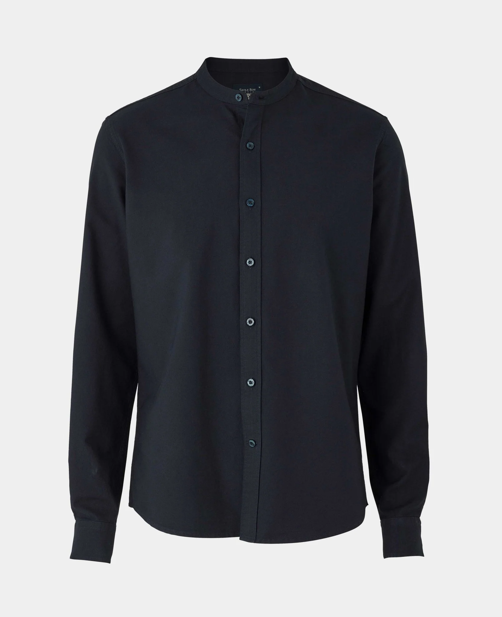 Navy Slim Fit Grandad Collar Shirt - Image 3