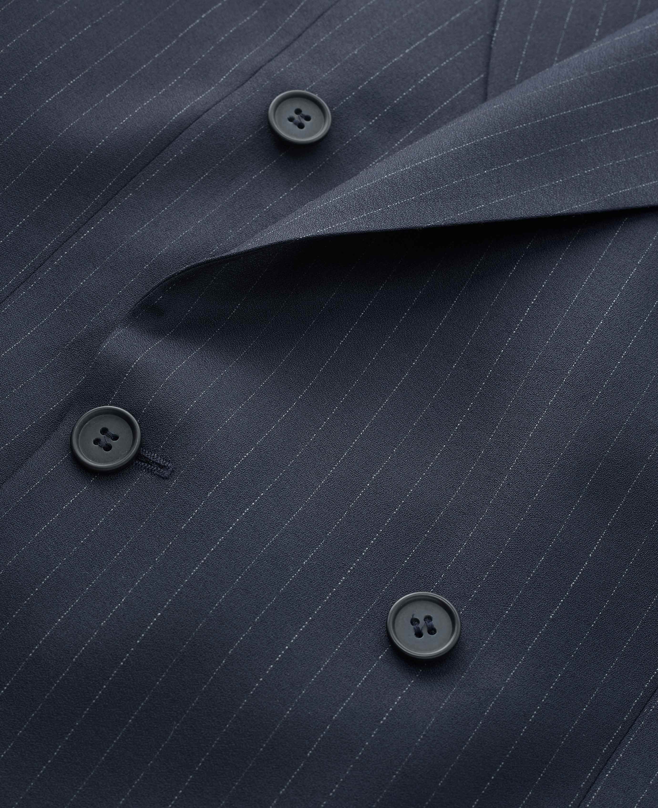 Navy Stripe Double-Breasted Suit Jacket - Image 3