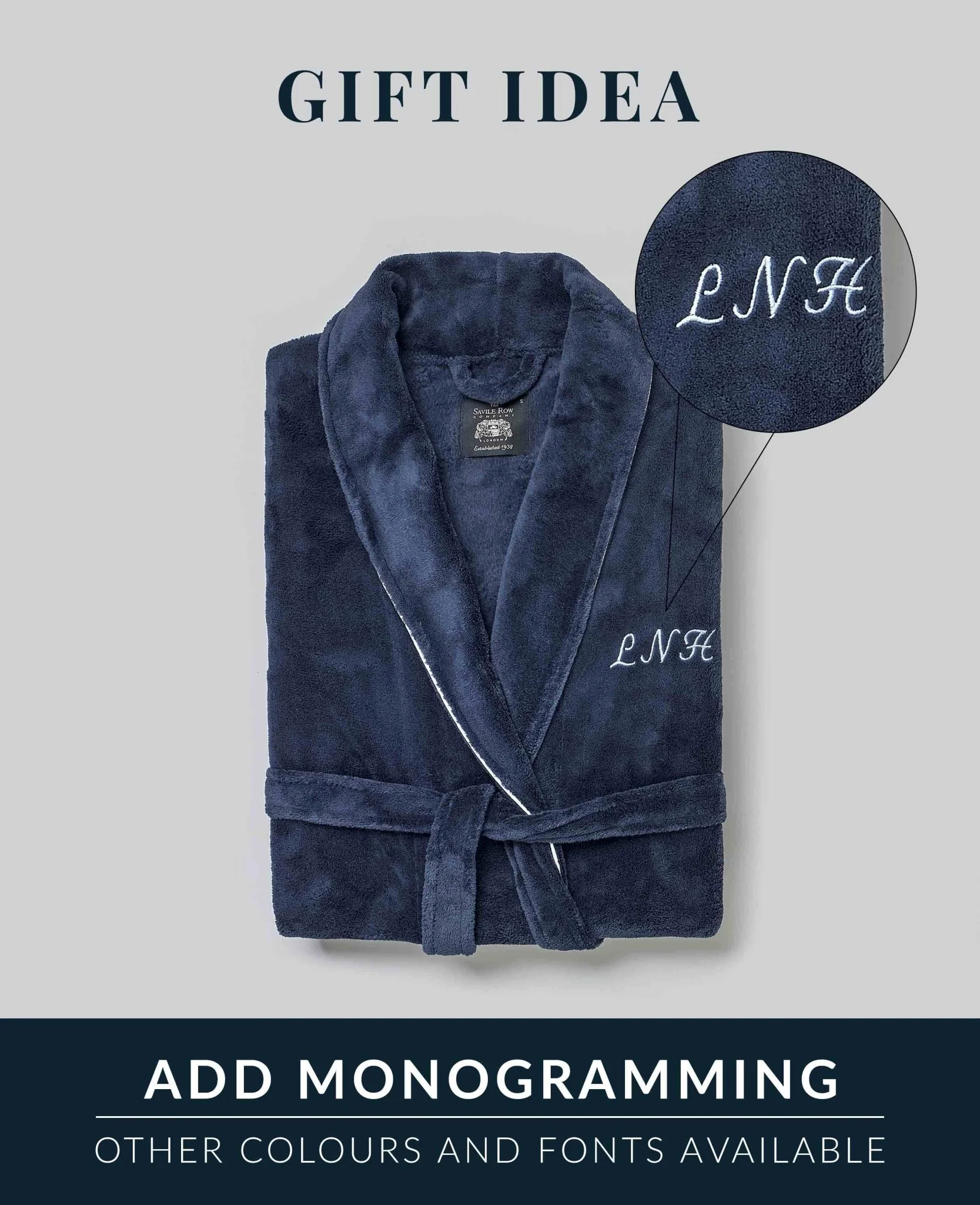 Navy Waffle Dressing Gown - Image 6