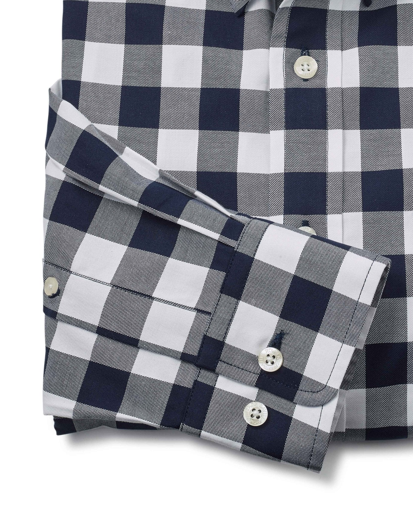 Navy White Bold Check Button-Down Shirt [RTC] - Image 4