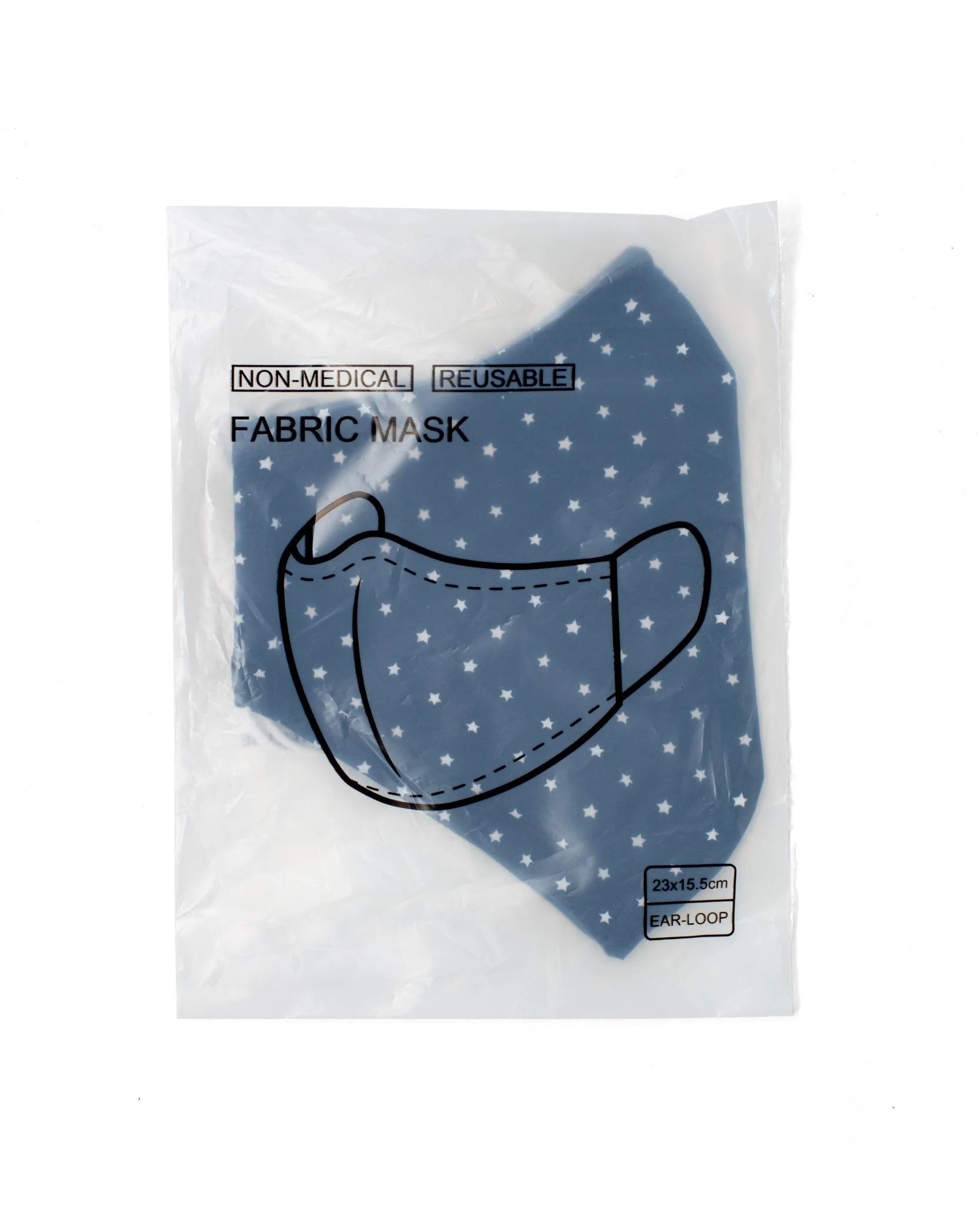 Navy White Star Print Reusable Cotton Face Mask [RTC] - Image 3