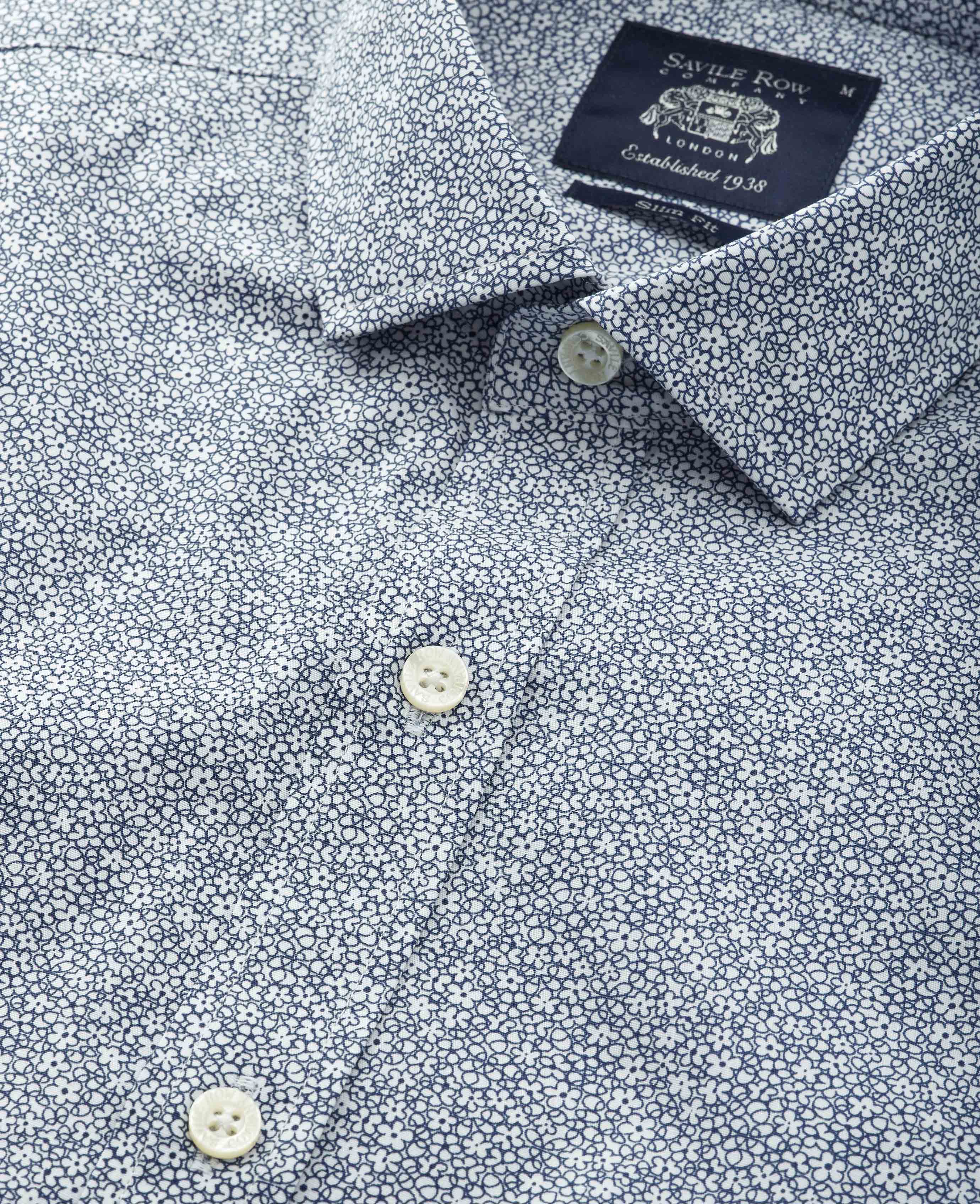 Navy White Stretch Cotton Printed Slim Fit Casual Shirt [RTC] - Image 4