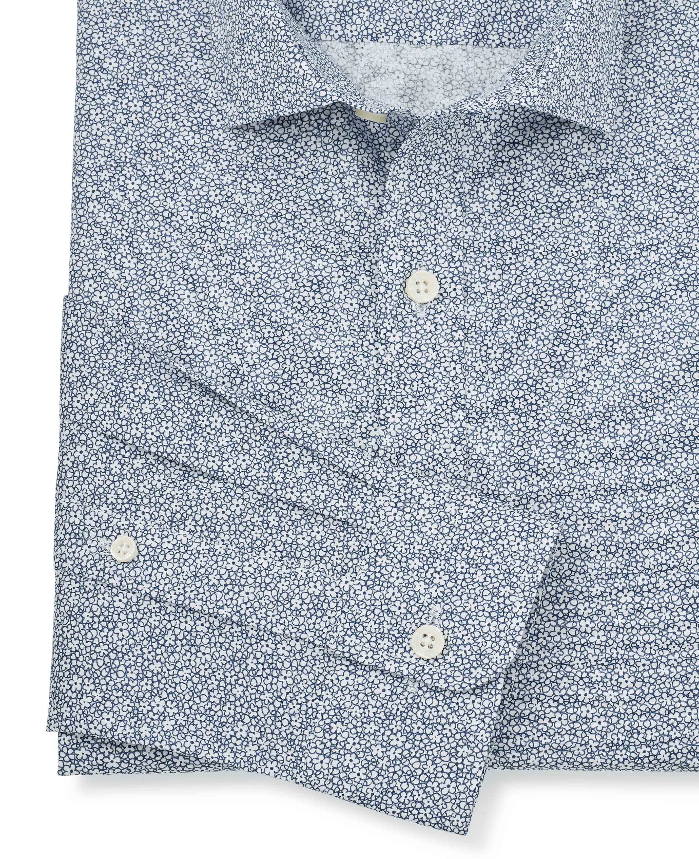 Navy White Stretch Cotton Printed Slim Fit Casual Shirt [RTC] - Image 6