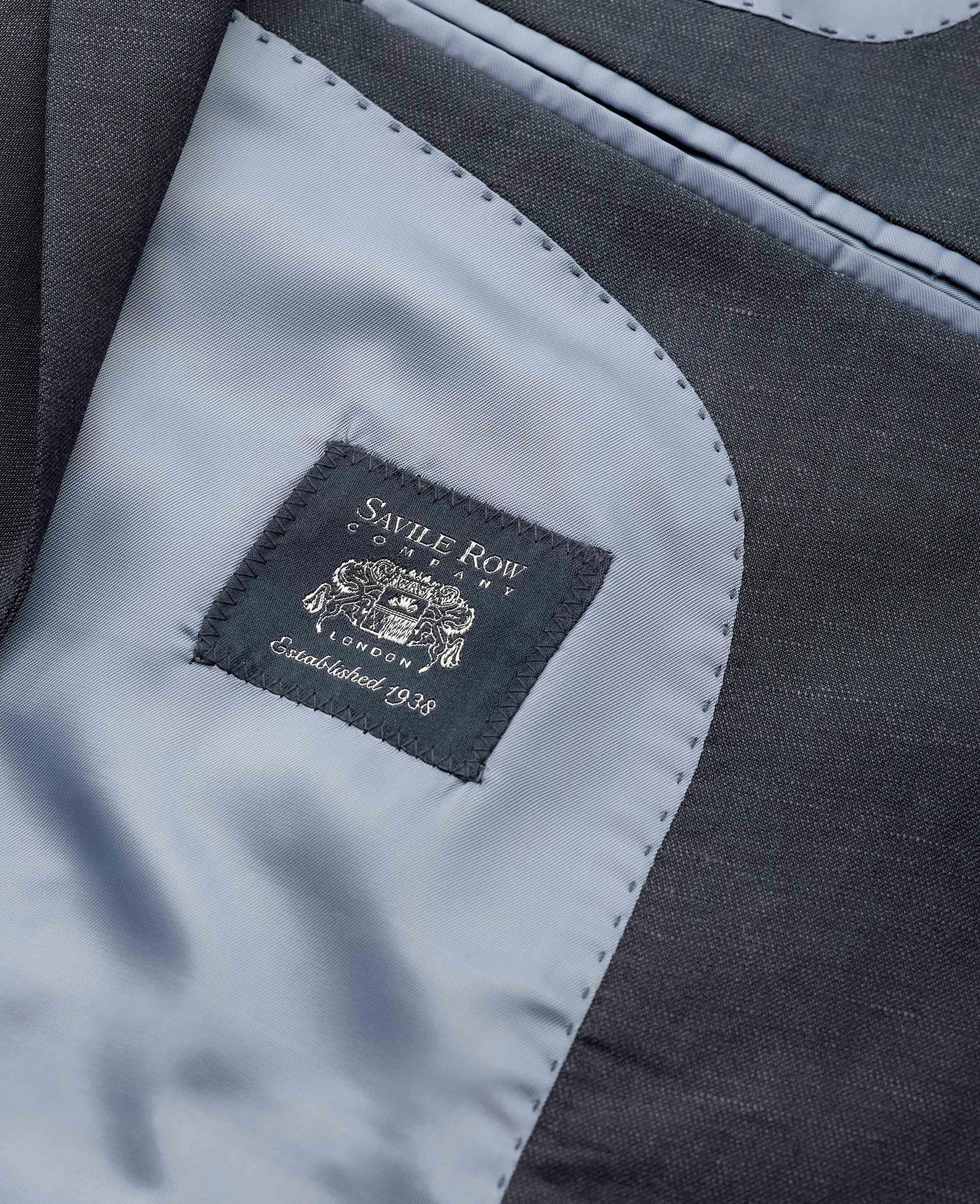 Navy Wool Linen Blend Tailored Suit - Image 3