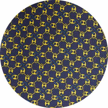 Navy Yellow Chain Silk Pocket Square - Image 2