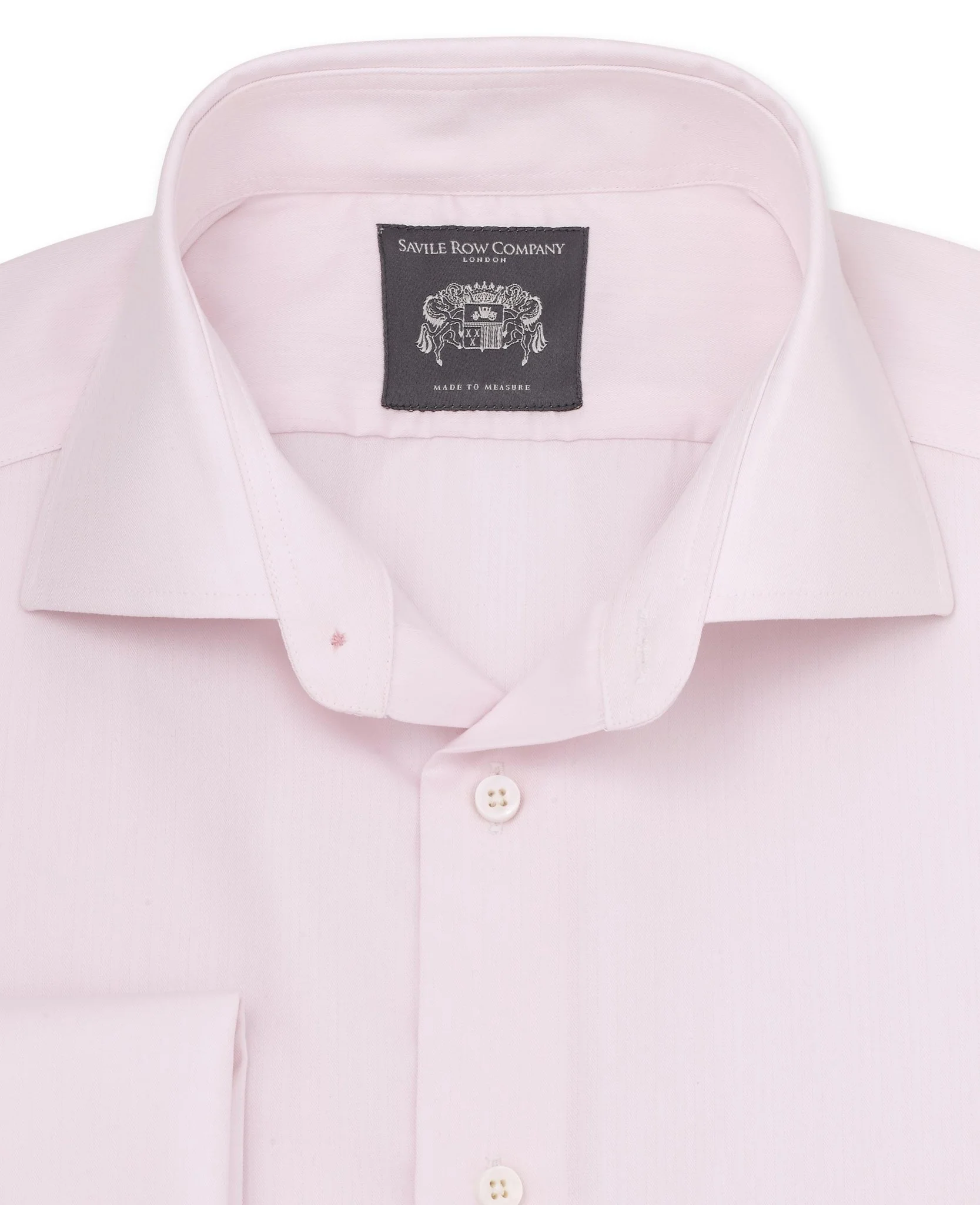 Oliver Pink Herringbone Made To Measure Shirt - Image 3