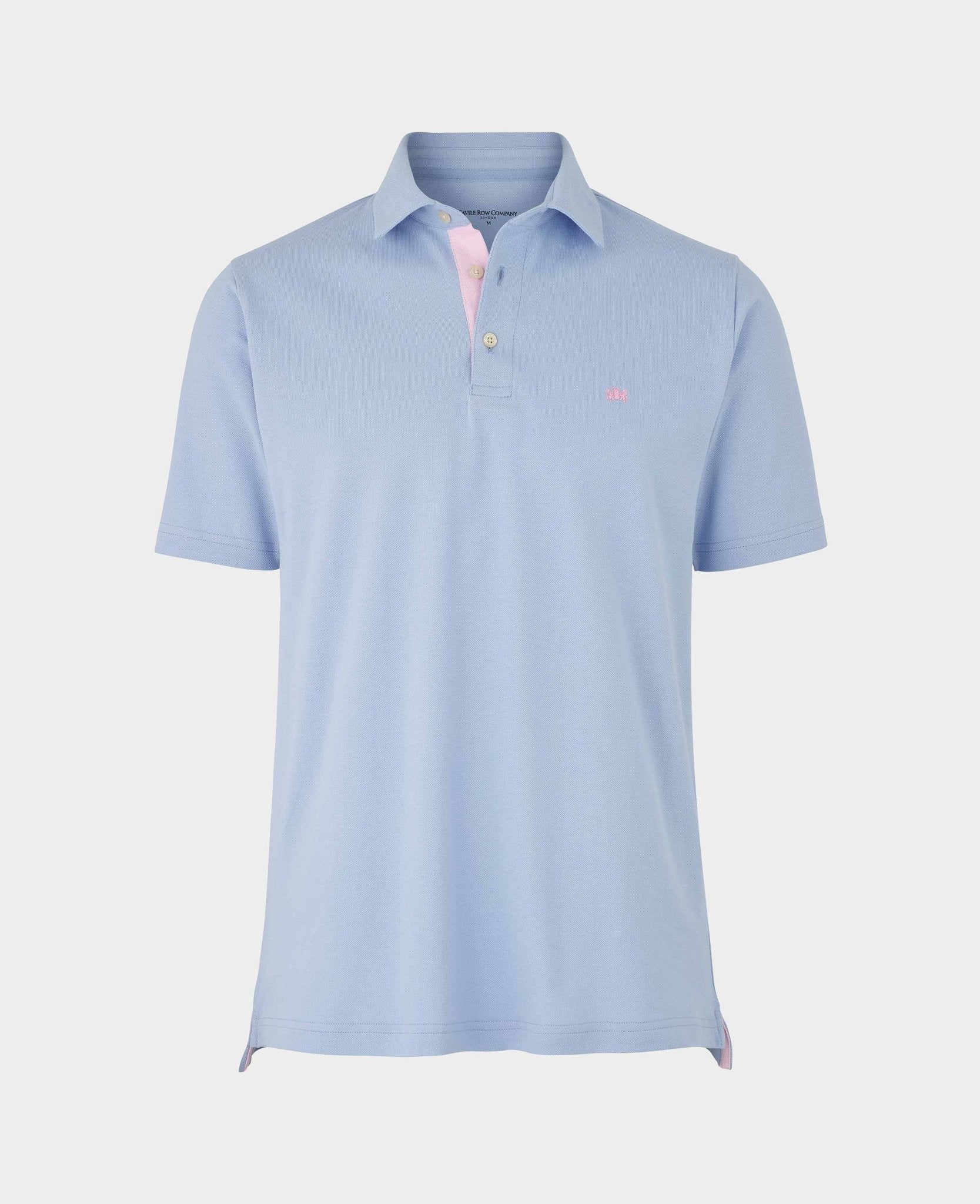 Pale Blue Cotton Pique Short Sleeve Polo Shirt - Image 4