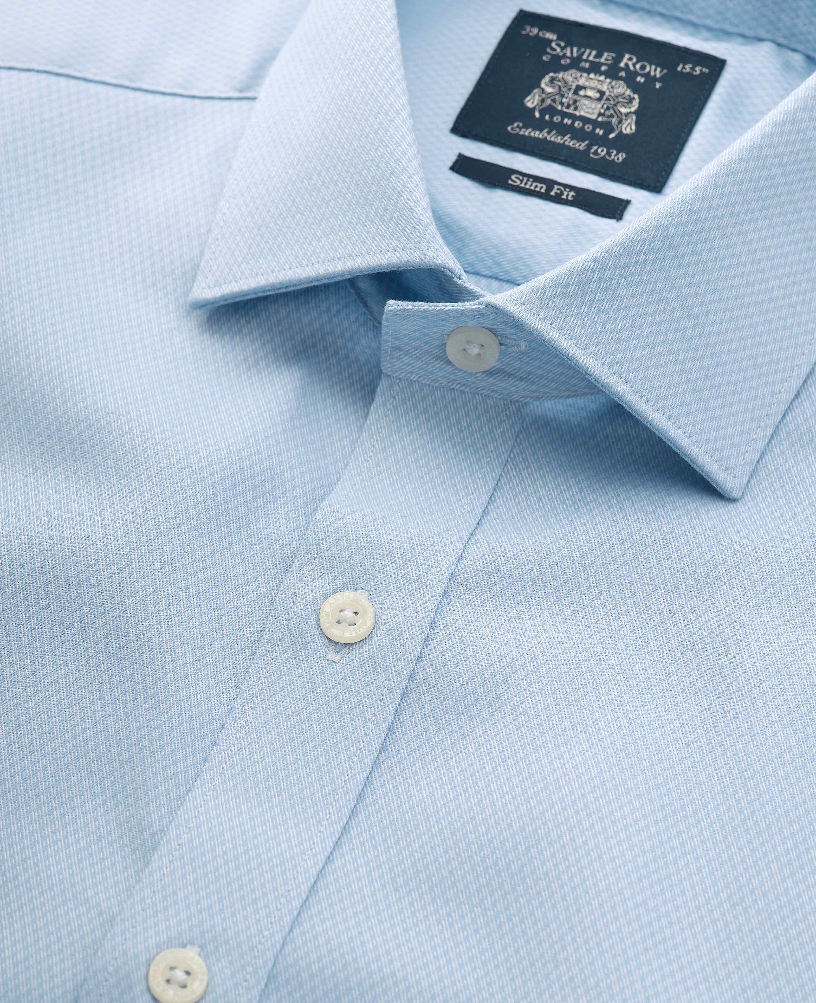 Pale Blue Stretch Cotton Slim Fit Formal Shirt - Single Cuff - Image 4