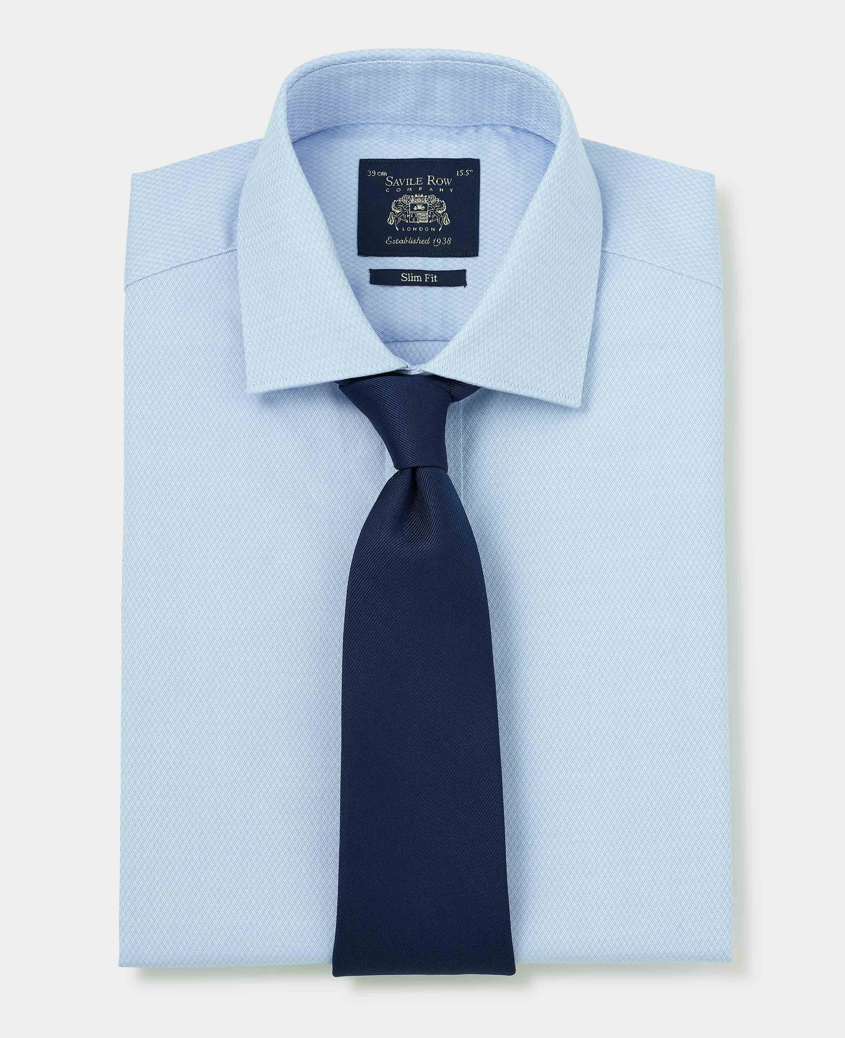 Pale Blue Stretch Cotton Slim Fit Formal Shirt - Single Cuff - Image 5