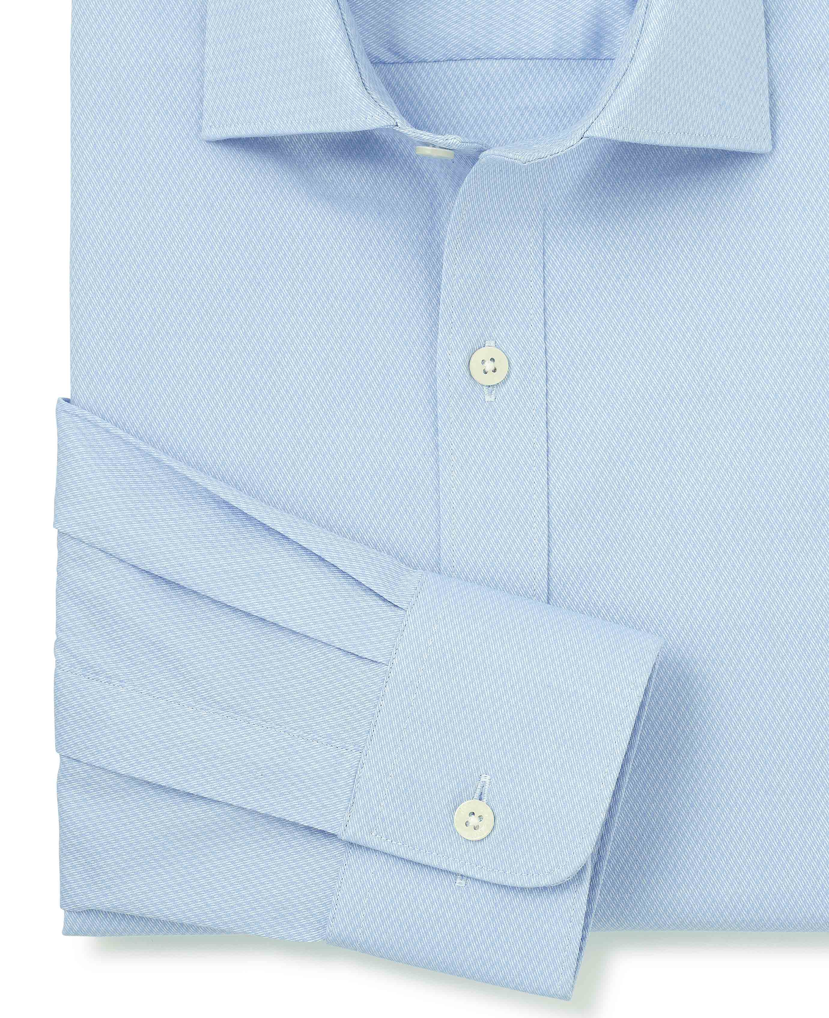 Pale Blue Stretch Cotton Slim Fit Formal Shirt - Single Cuff - Image 6