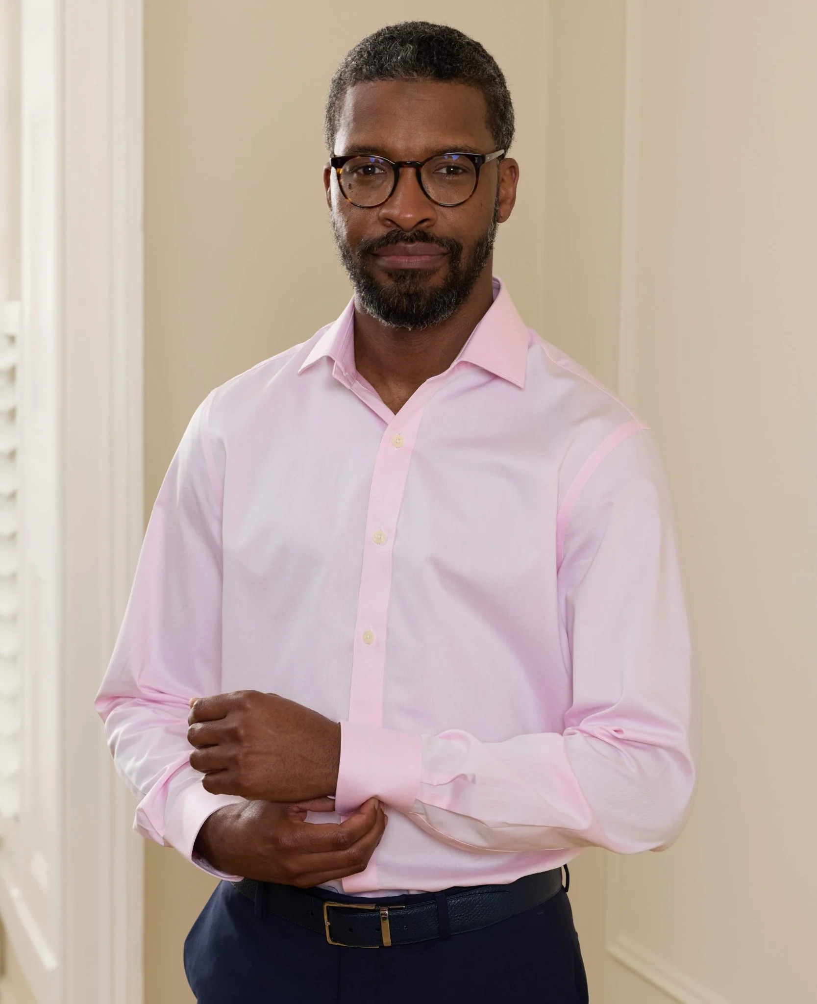 Pale Pink Twill Slim Fit Formal Shirt - Single or Double Cuff - Image 4