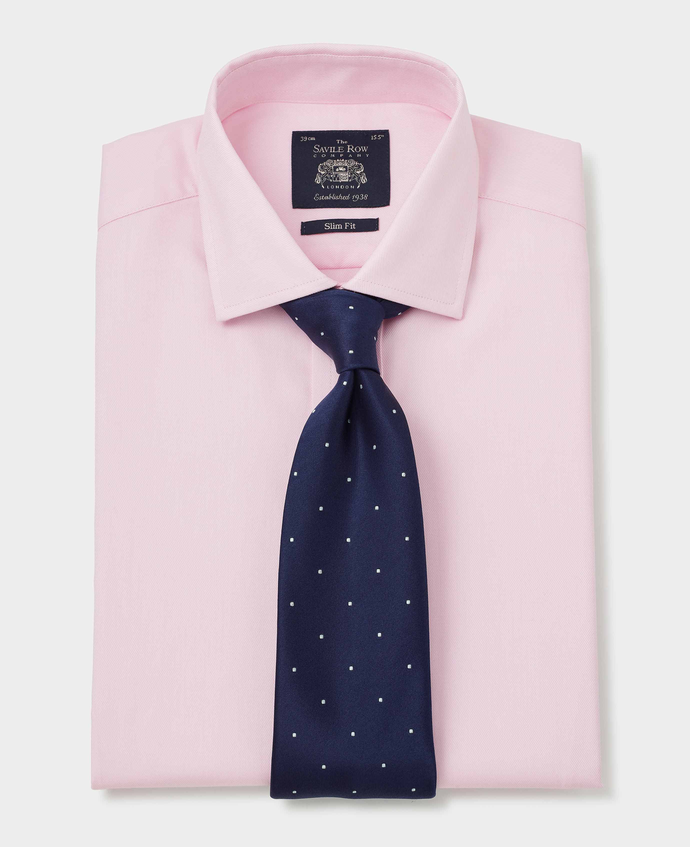 Pale Pink Twill Slim Fit Formal Shirt - Single or Double Cuff - Image 6