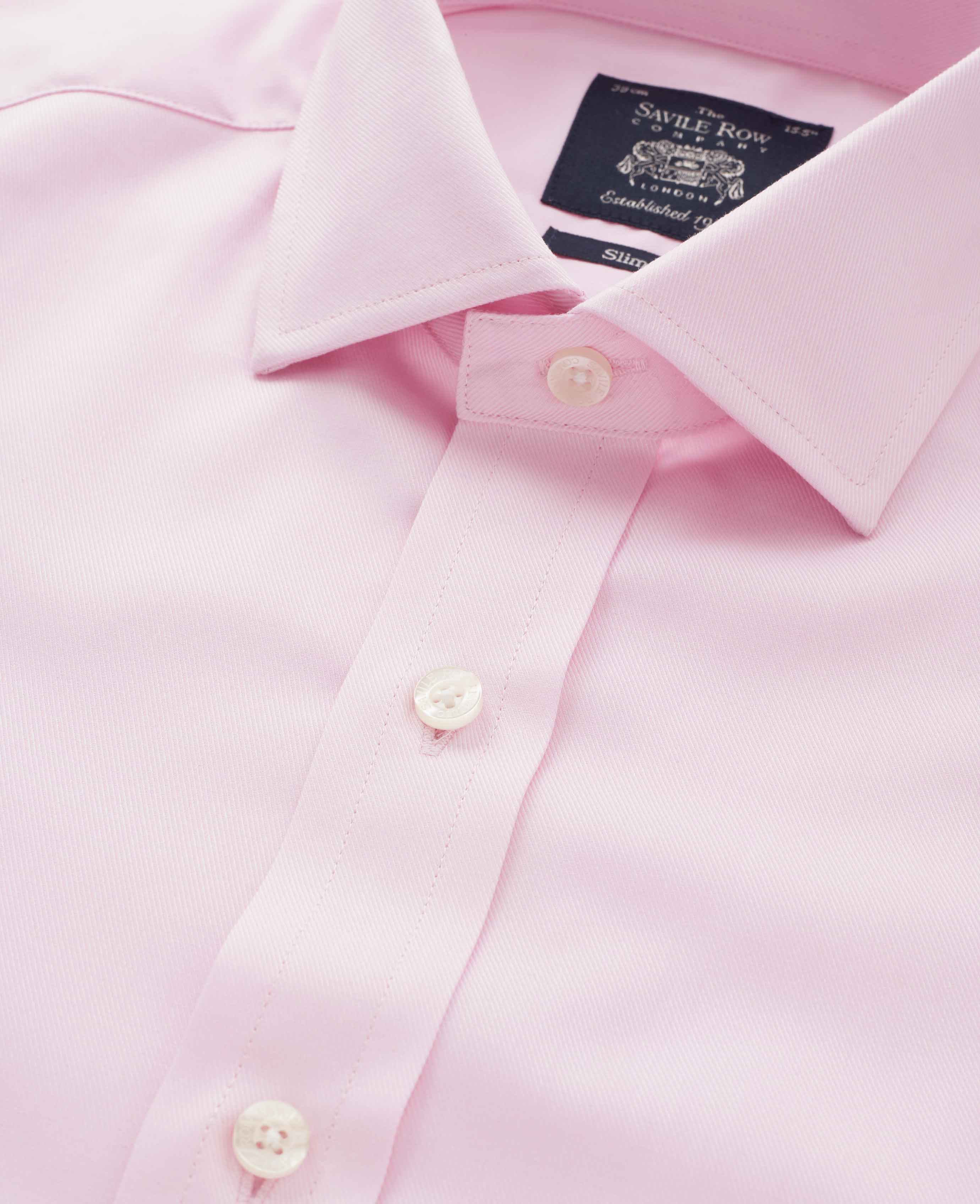 Pale Pink Twill Slim Fit Formal Shirt - Single or Double Cuff - Image 8