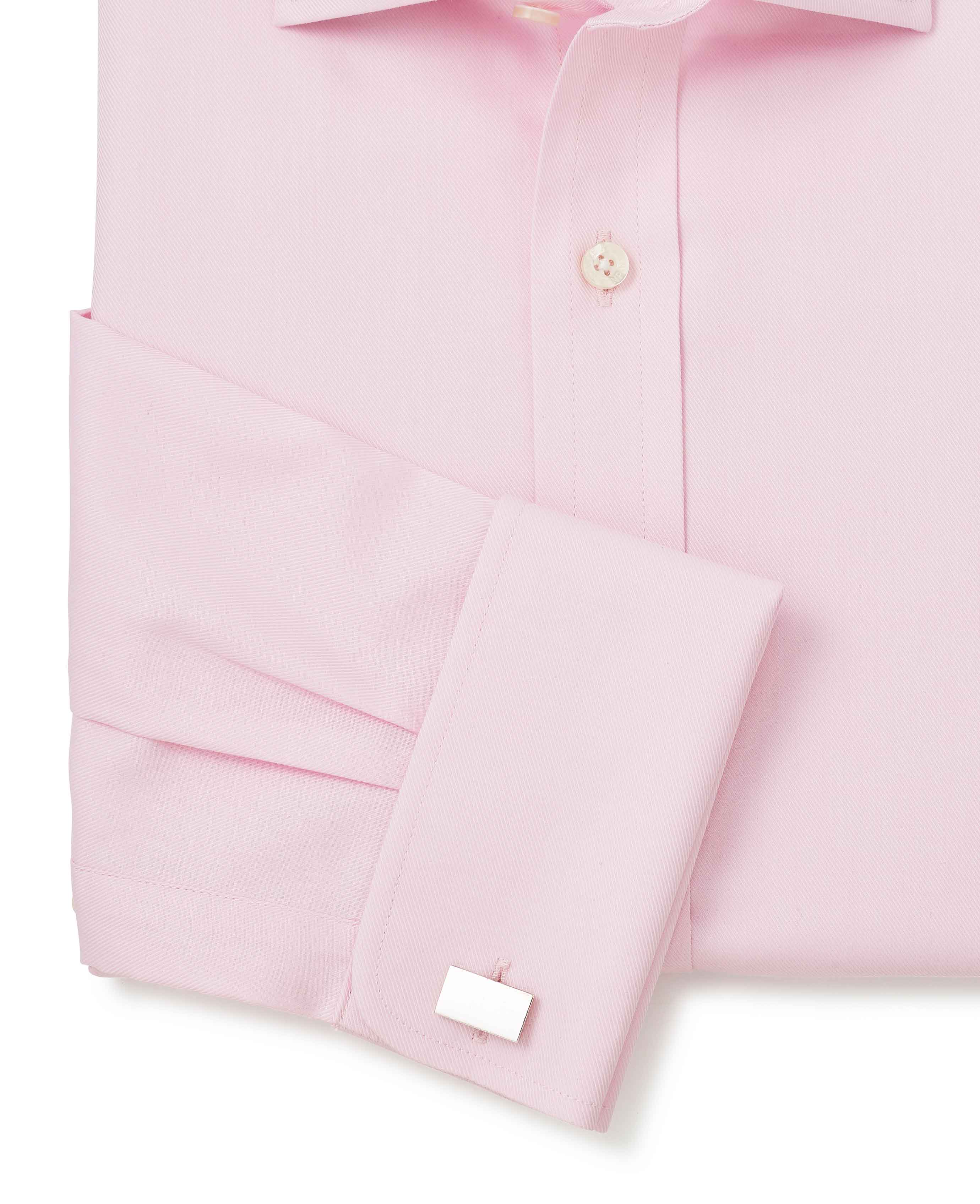 Pale Pink Twill Slim Fit Formal Shirt - Single or Double Cuff - Image 9