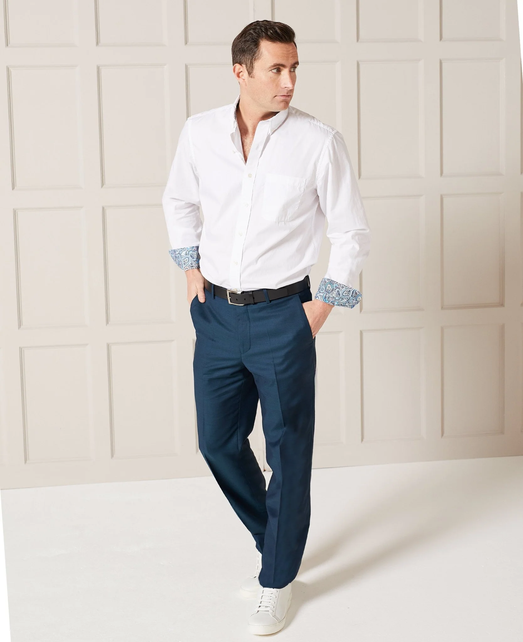 Petrol Blue Wool-Blend Tailored Suit Trousers - Image 5