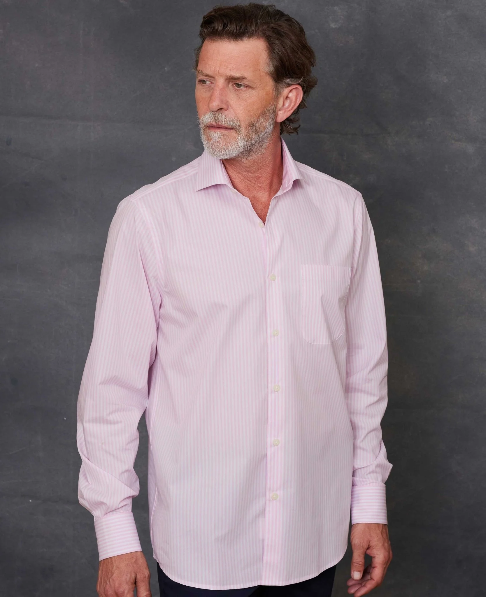 Pink Cotton Bengal Stripe Classic Fit Smart-Casual Shirt - Single Cuff - Image 3