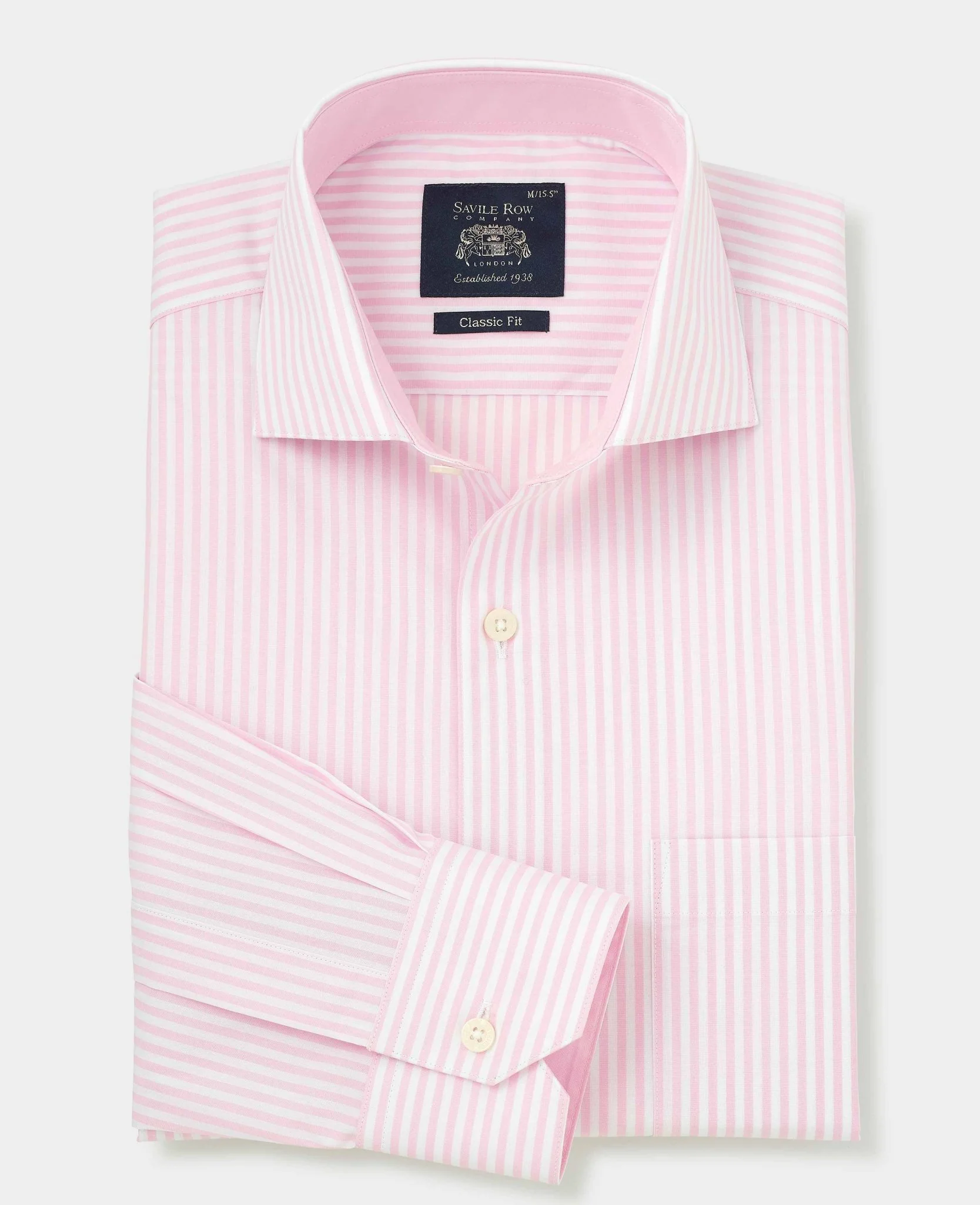Pink Cotton Bengal Stripe Classic Fit Smart-Casual Shirt - Single Cuff - Image 5