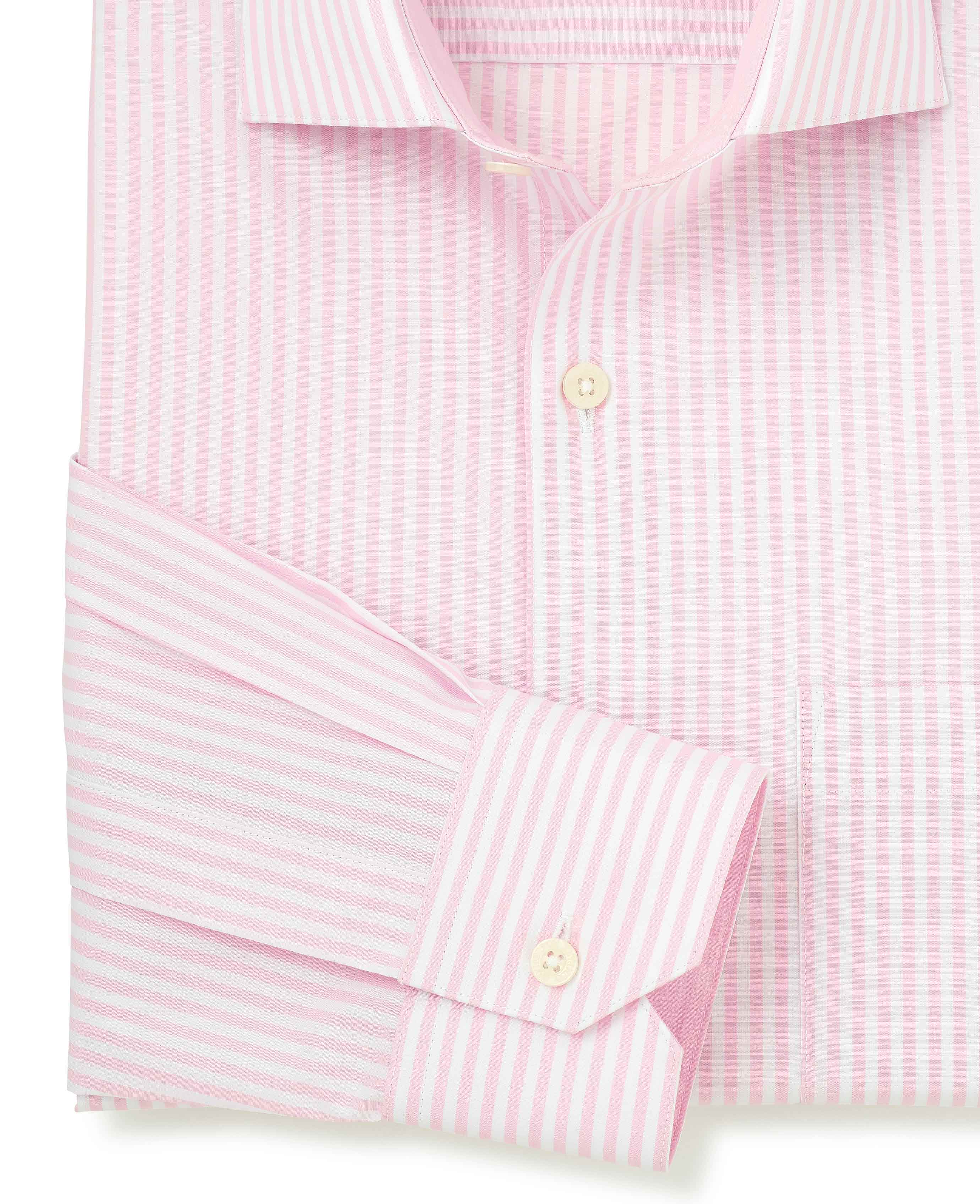 Pink Cotton Bengal Stripe Classic Fit Smart-Casual Shirt - Single Cuff - Image 6