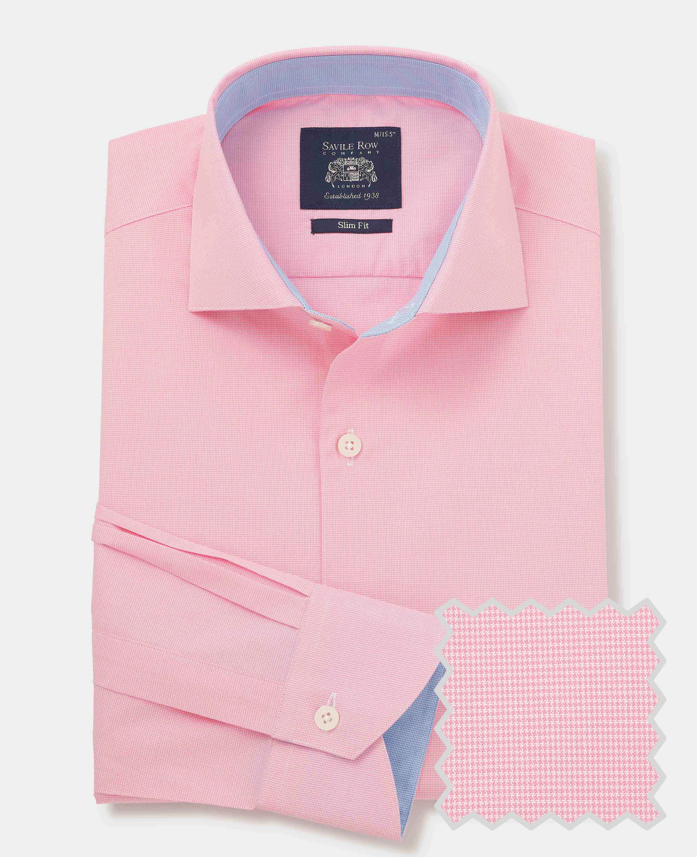 Pink Cotton Dobby Slim Fit Smart-Casual Shirt - Single Cuff - Image 2