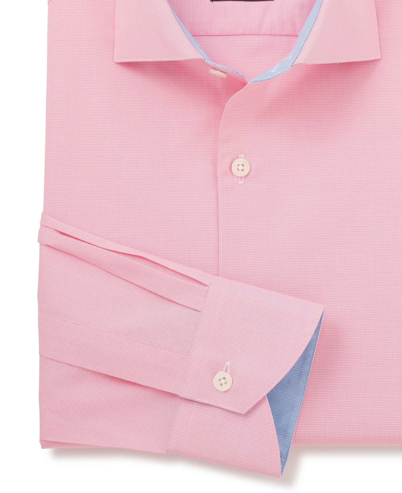 Pink Cotton Dobby Slim Fit Smart-Casual Shirt - Single Cuff - Image 7