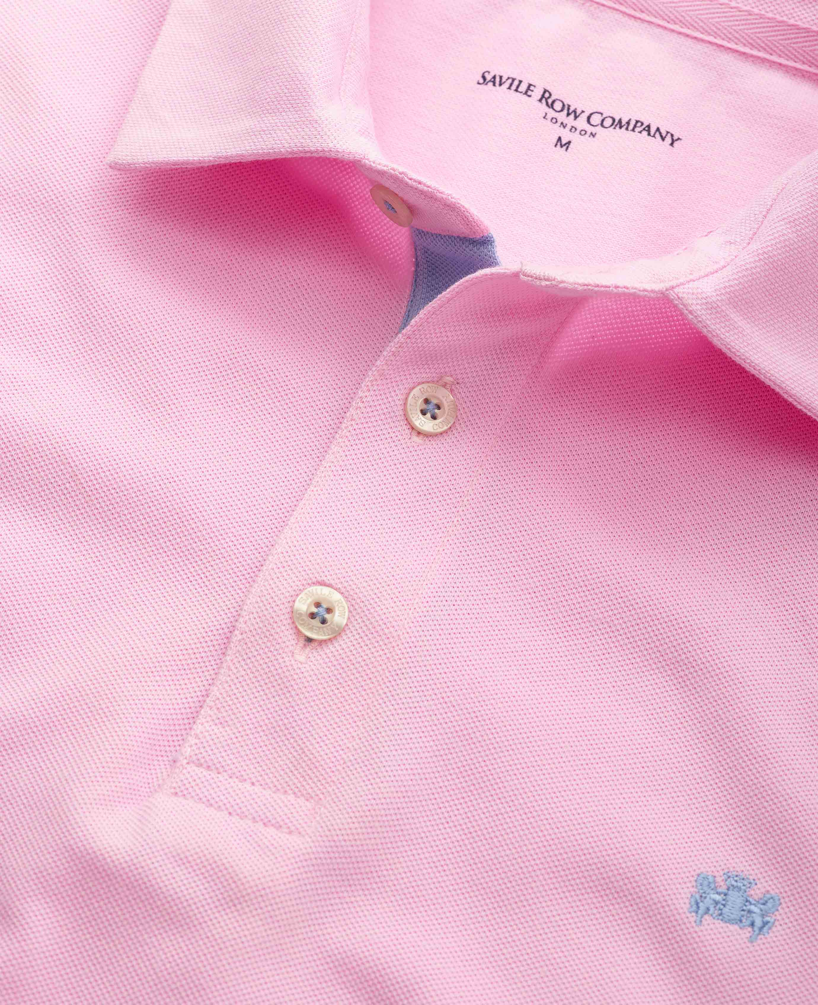 Pink Cotton Pique Short Sleeve Polo Shirt - Image 2