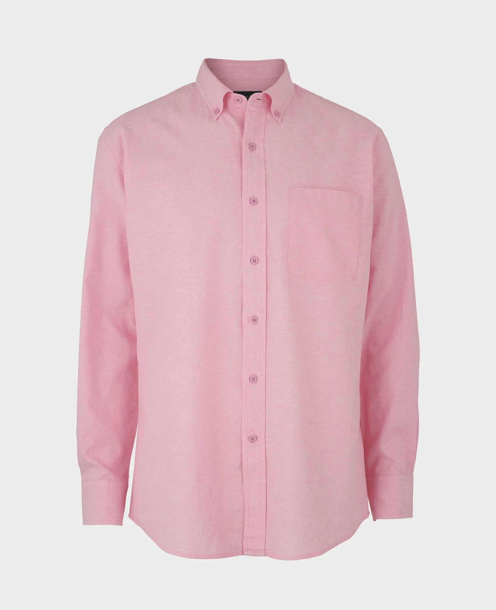 Pink Linen Cotton Classic Fit Button-Down Casual Shirt - Image 2